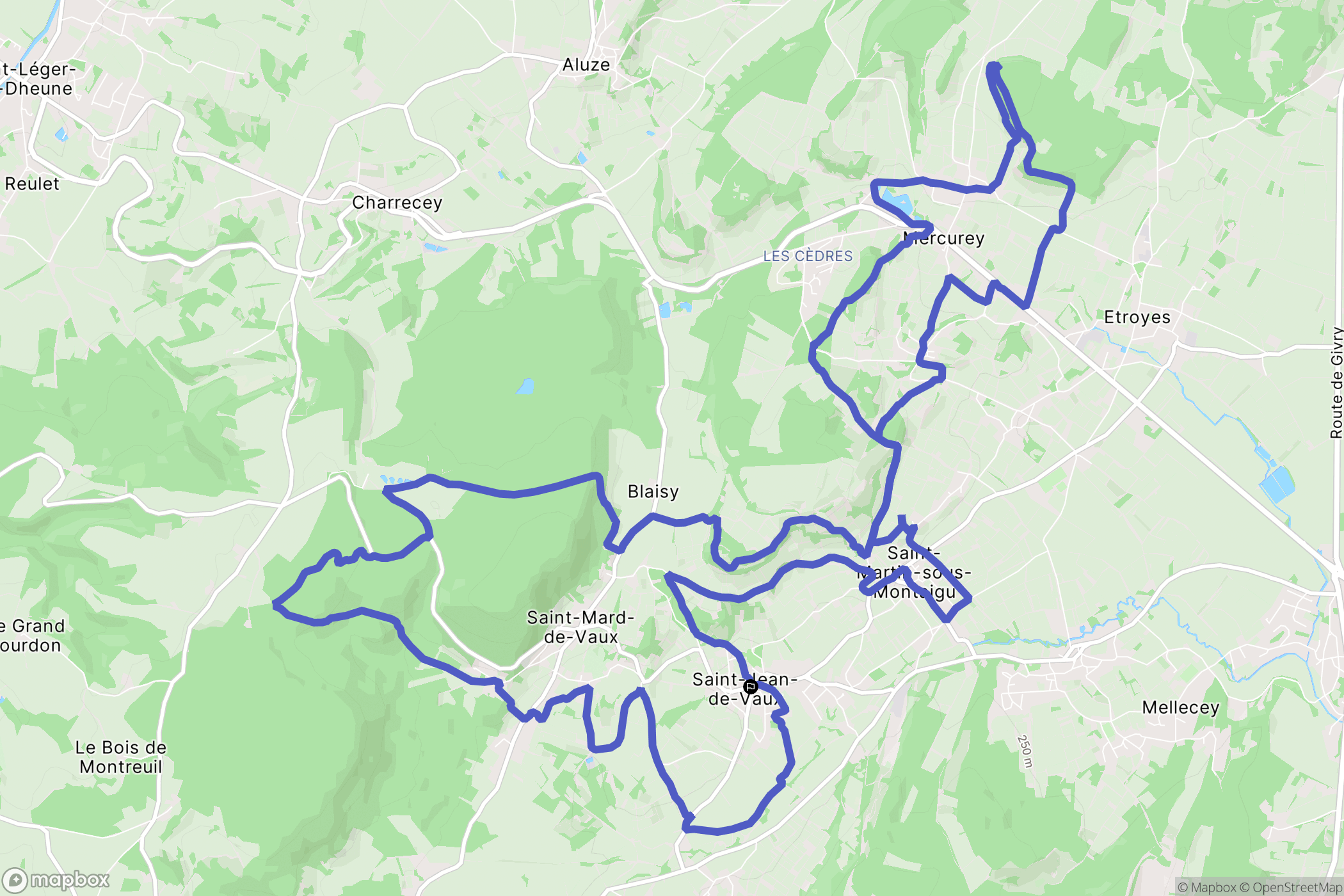 Saint-Jean-de-Vaux : carte du parcours de randonnée - France