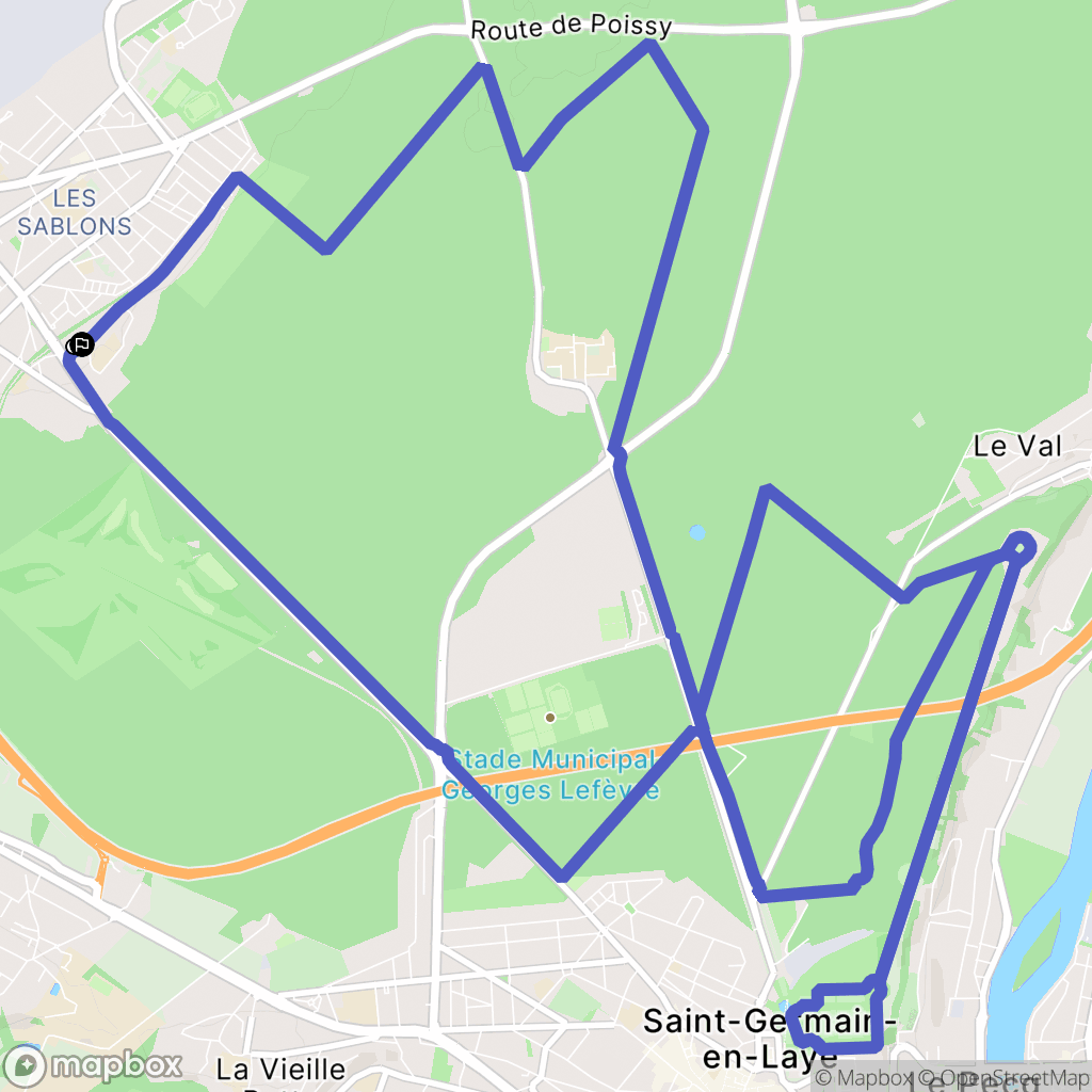 Poissy : carte du parcours de randonnée - France