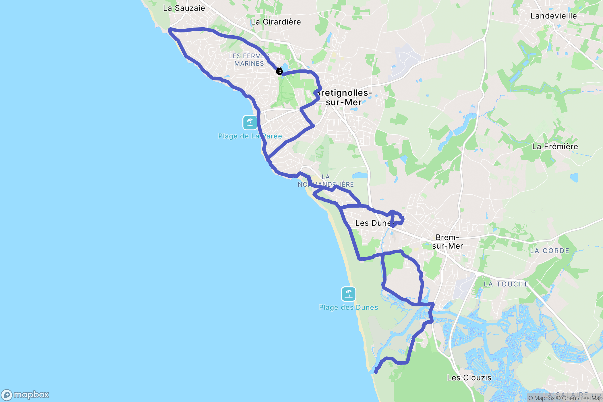 Bretignolles-sur-Mer : carte du parcours de randonnée - France