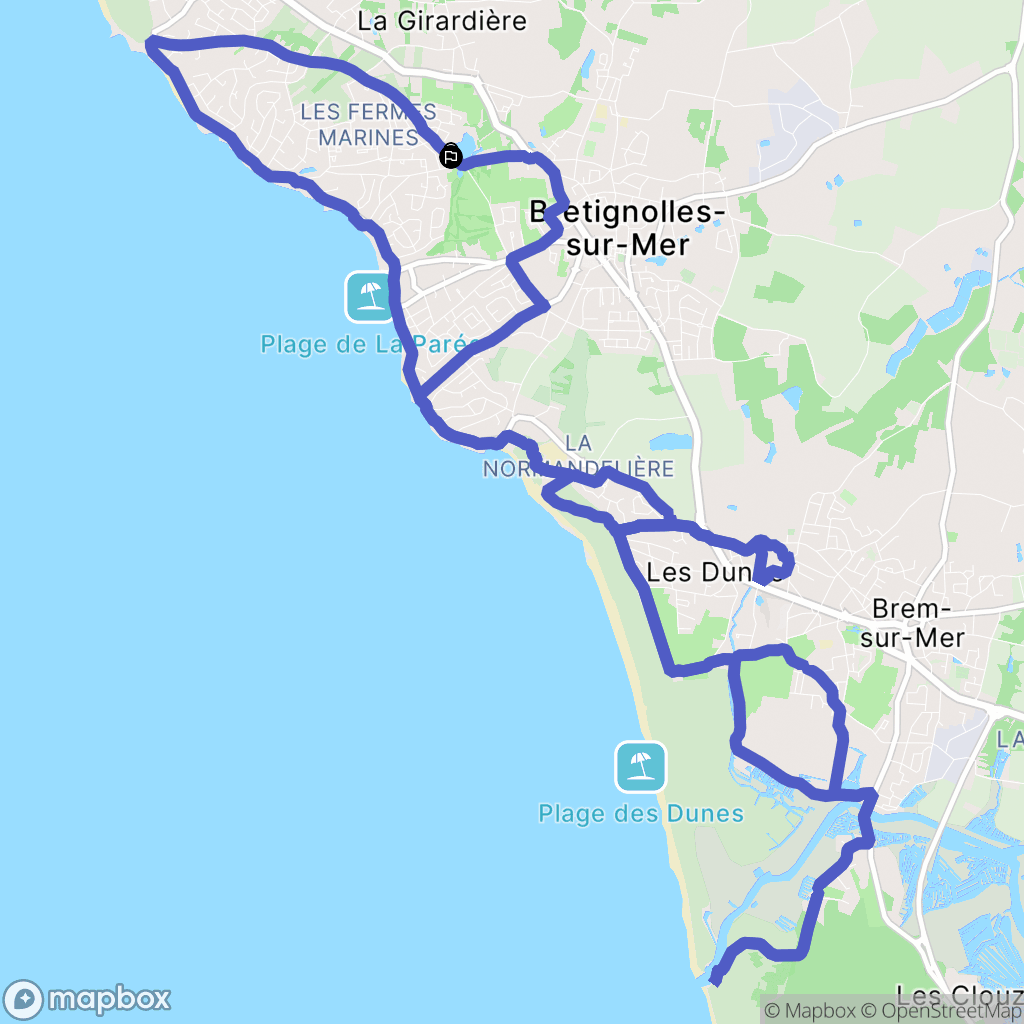 Bretignolles-sur-Mer : carte du parcours de randonnée - France