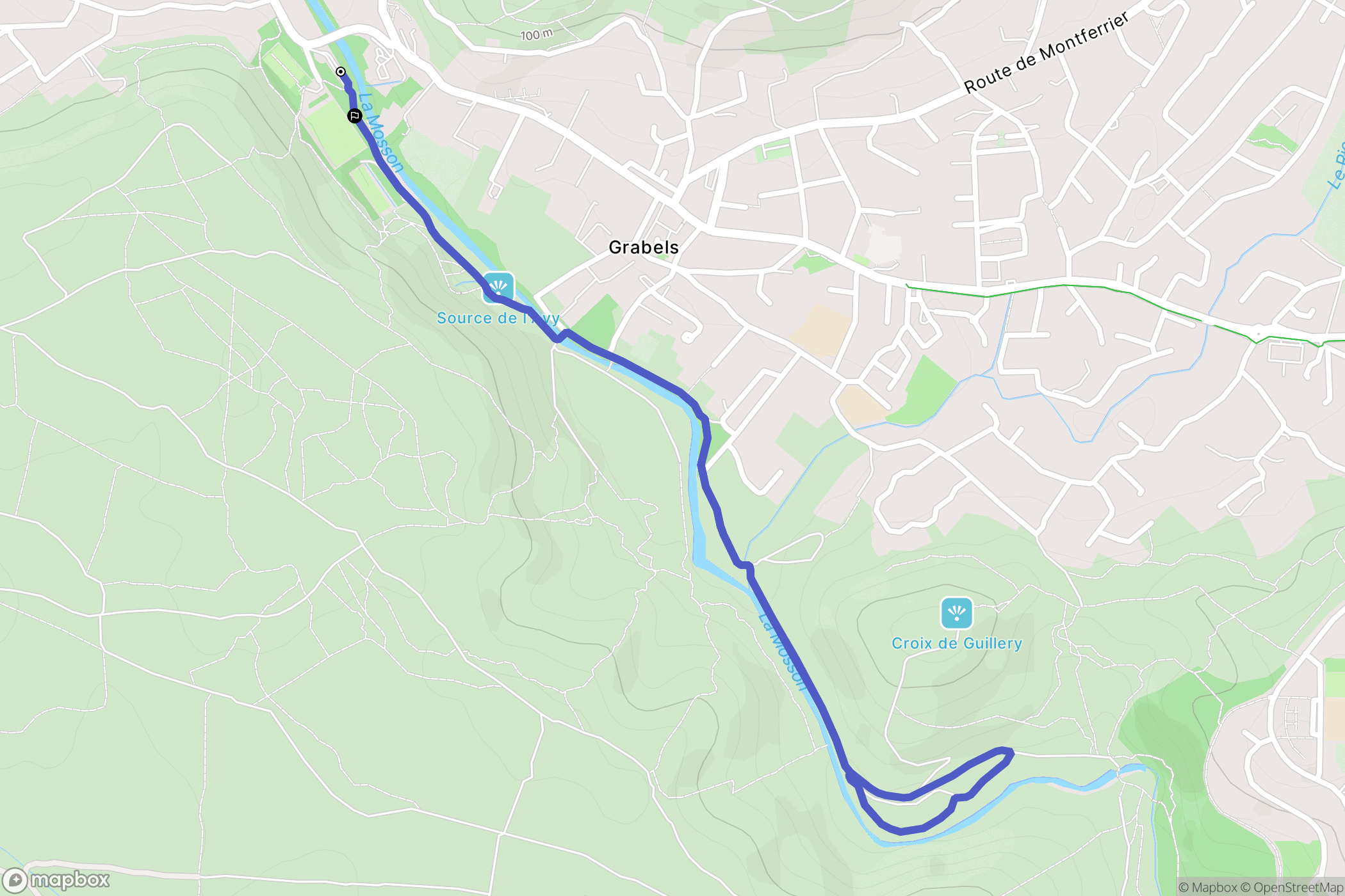 Grabels : carte du parcours de randonnée - France