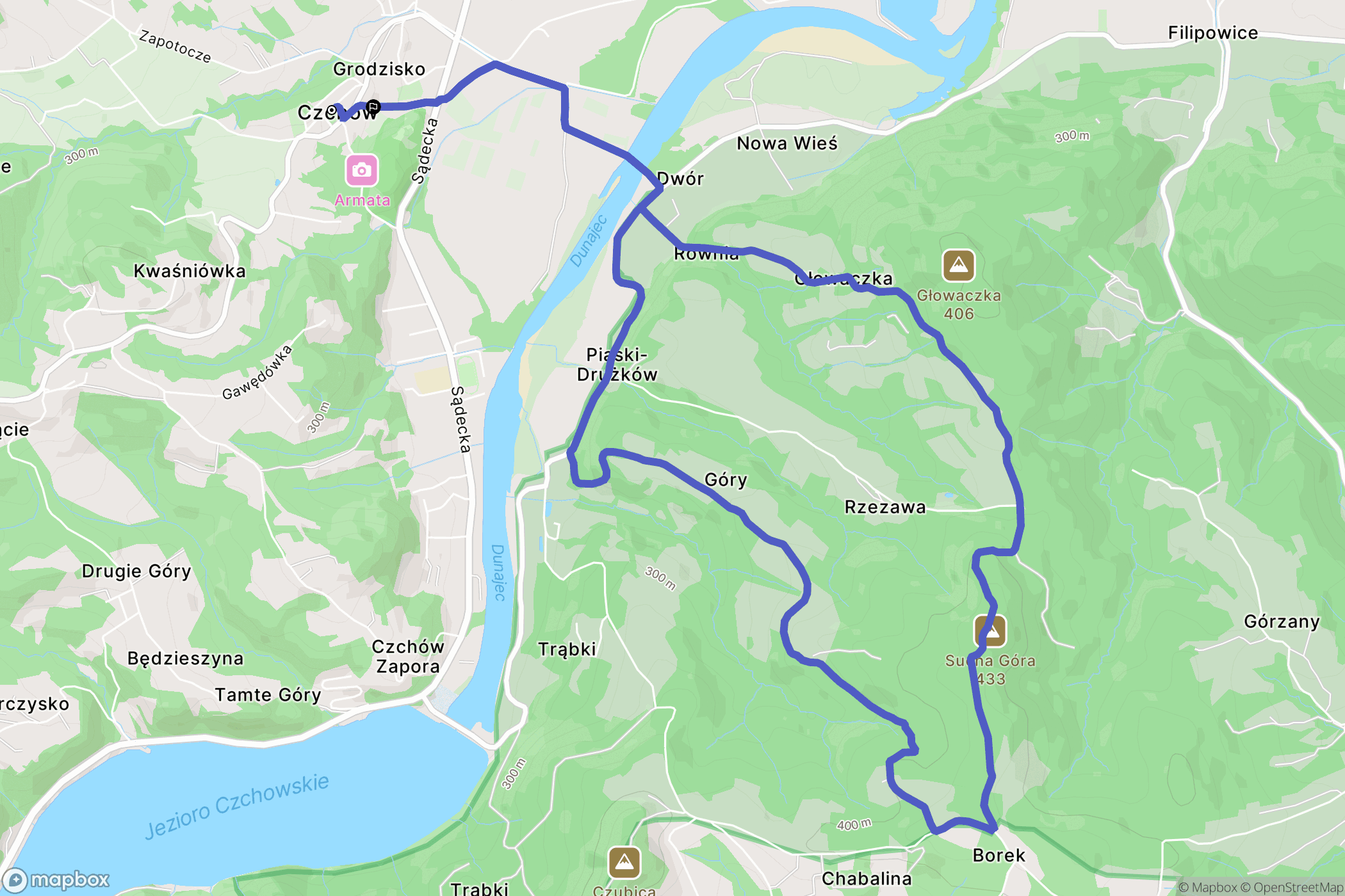 Czchów: mapa trasy - Poland