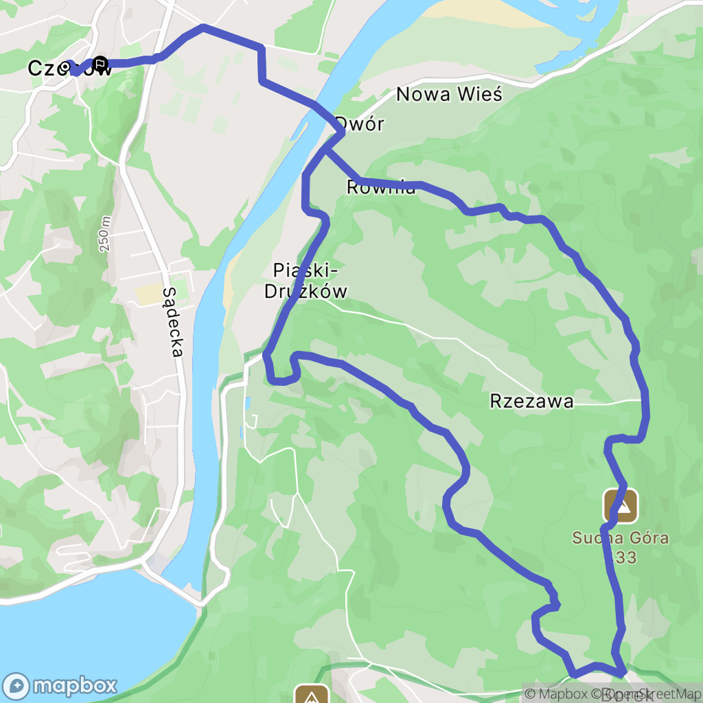 Czchów: mapa trasy - Poland