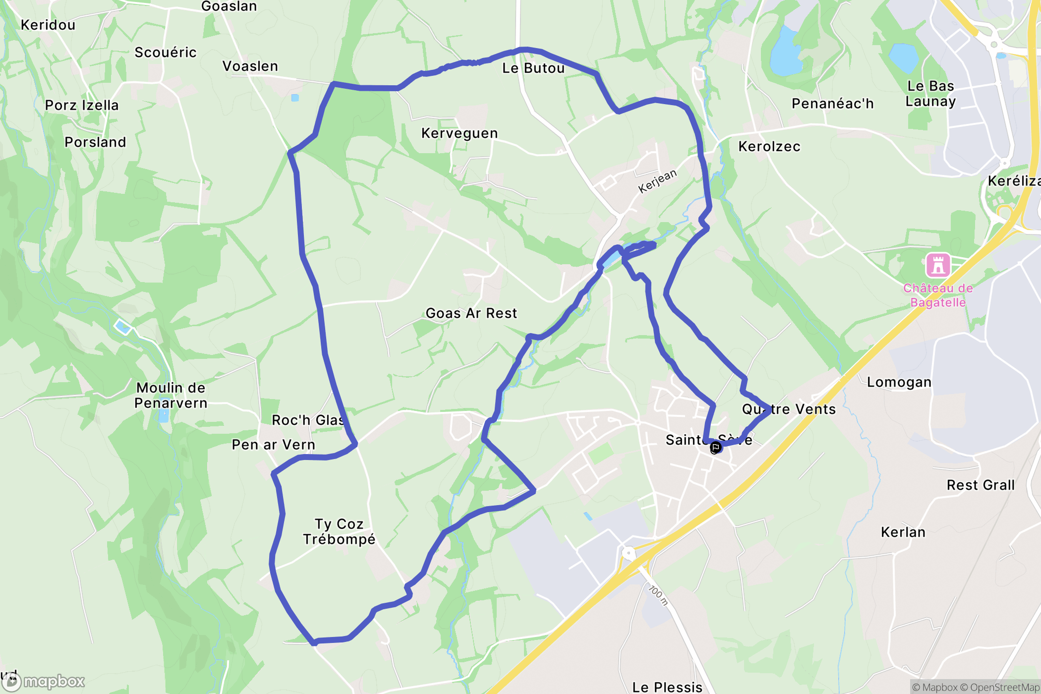 Sainte-Sève : carte du parcours de randonnée - France