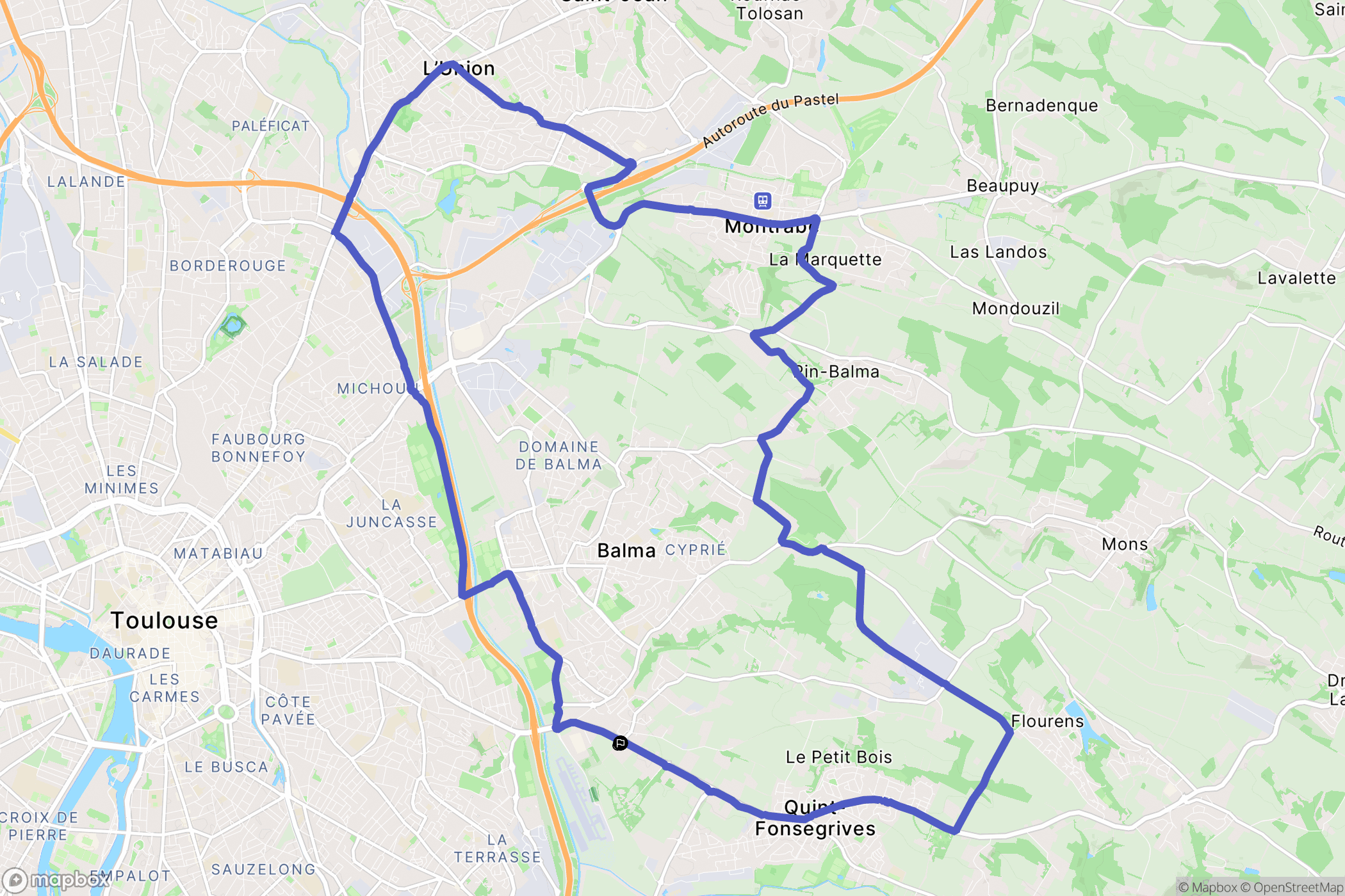 Balma : carte du parcours de randonnée - France