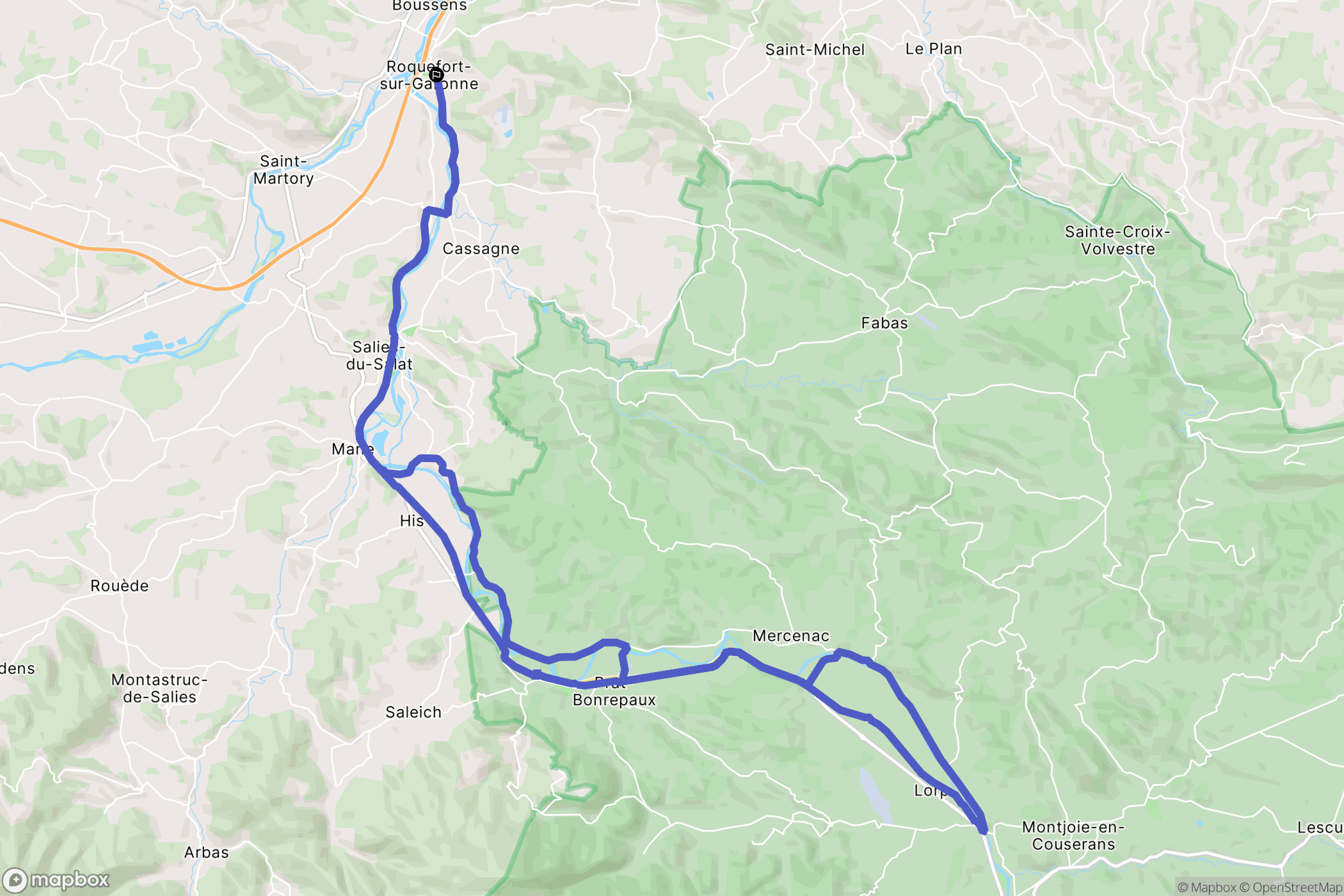 Roquefort-sur-Garonne : carte du parcours de randonnée - France
