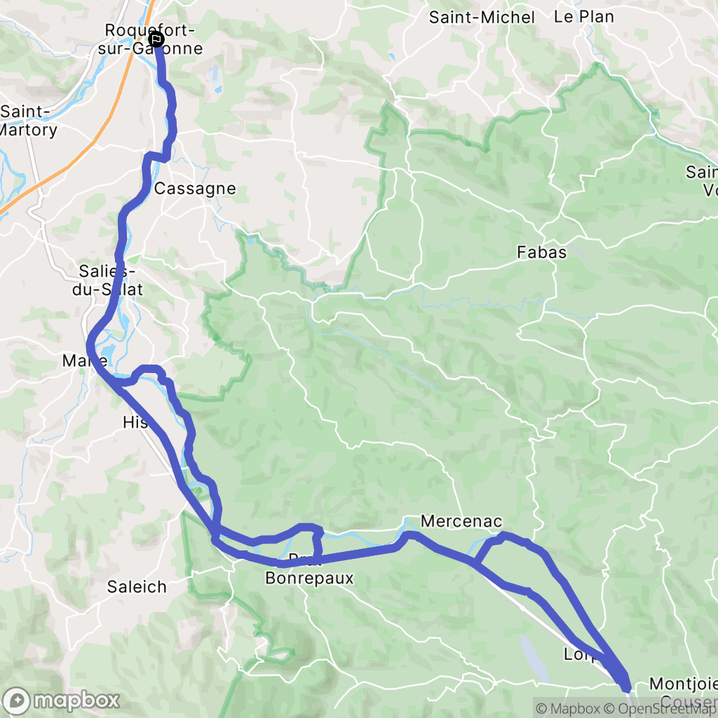 Roquefort-sur-Garonne : carte du parcours de randonnée - France