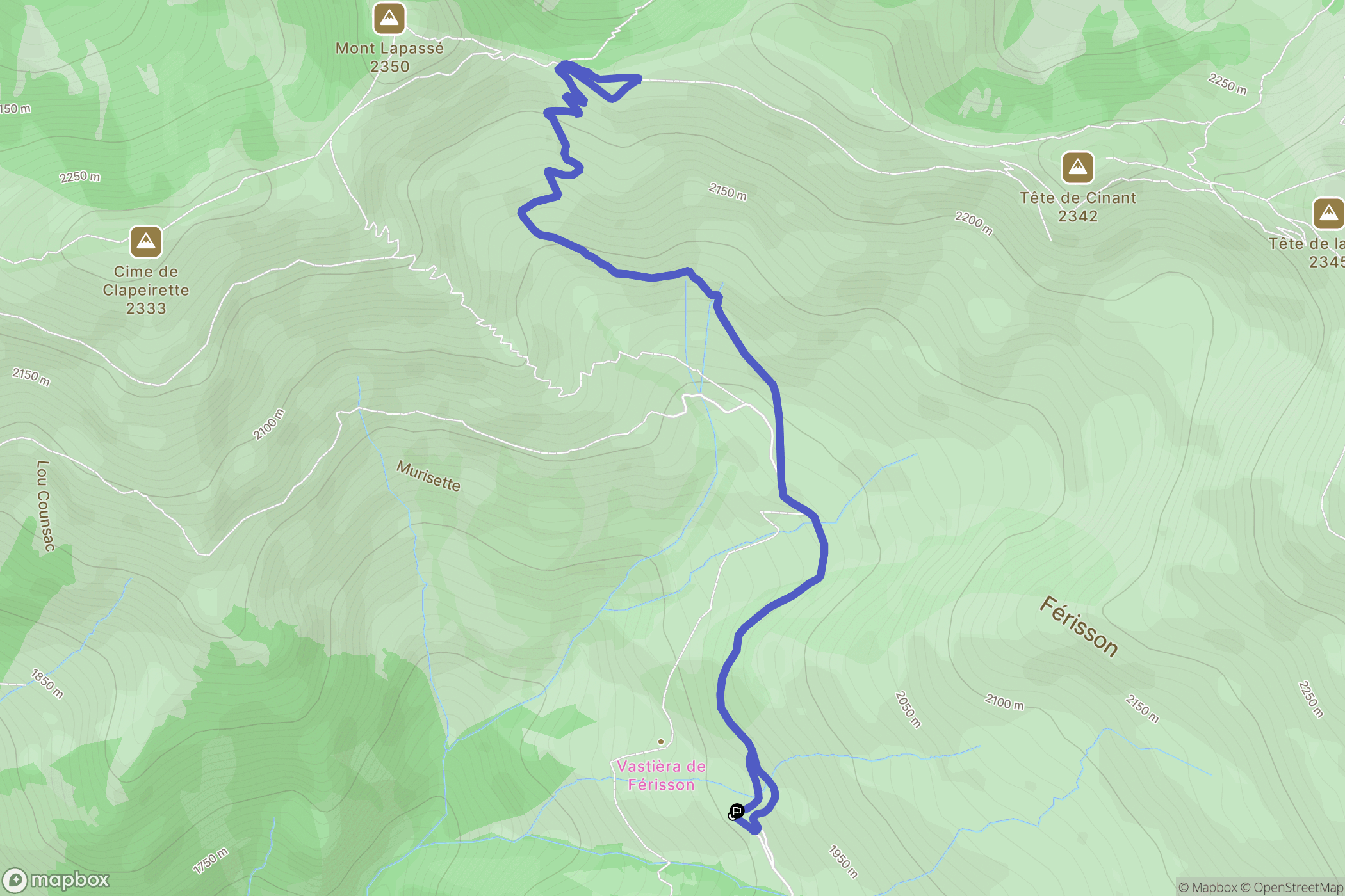 Belvédère : carte du parcours de randonnée - France