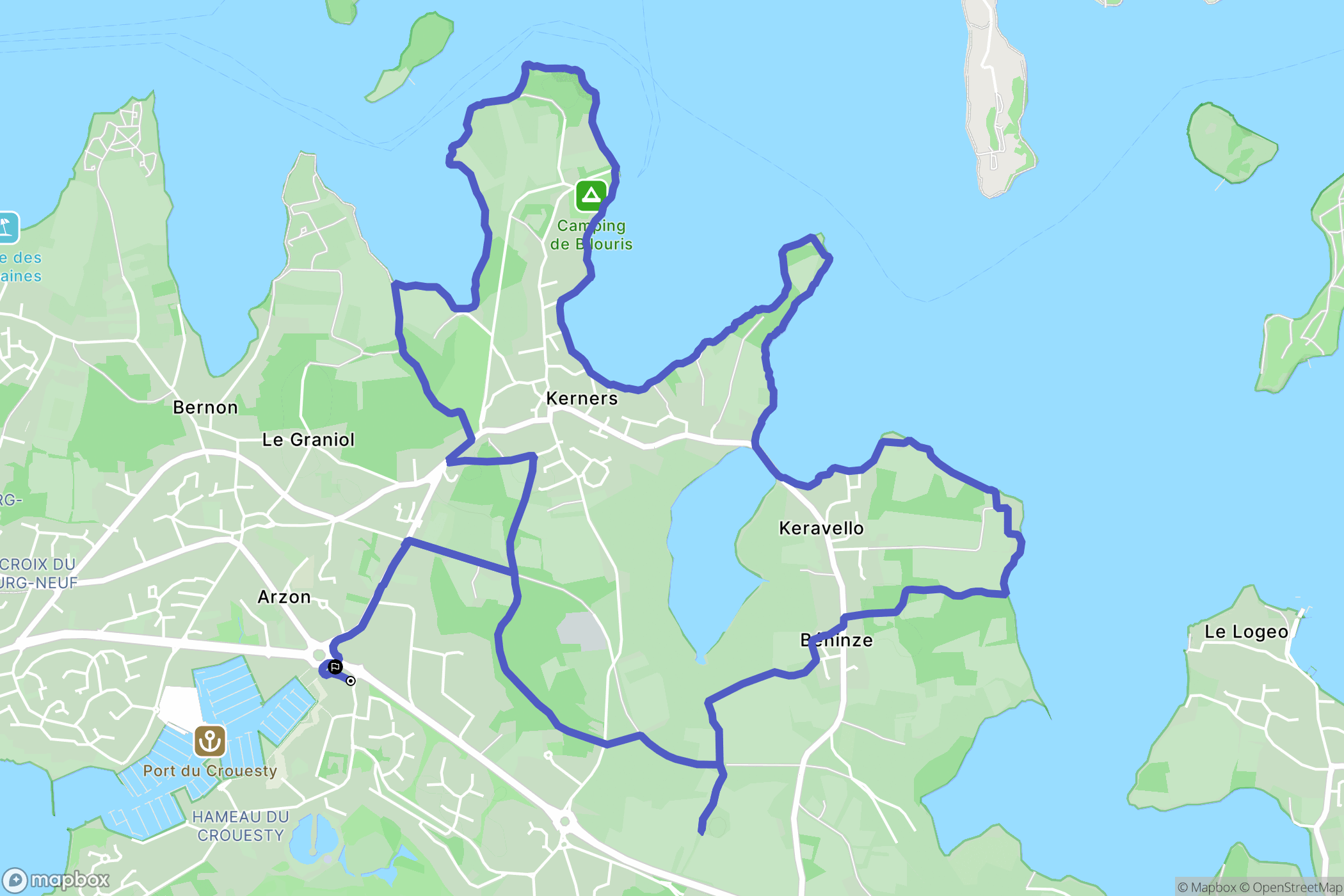 Arzon : carte du parcours de randonnée - France