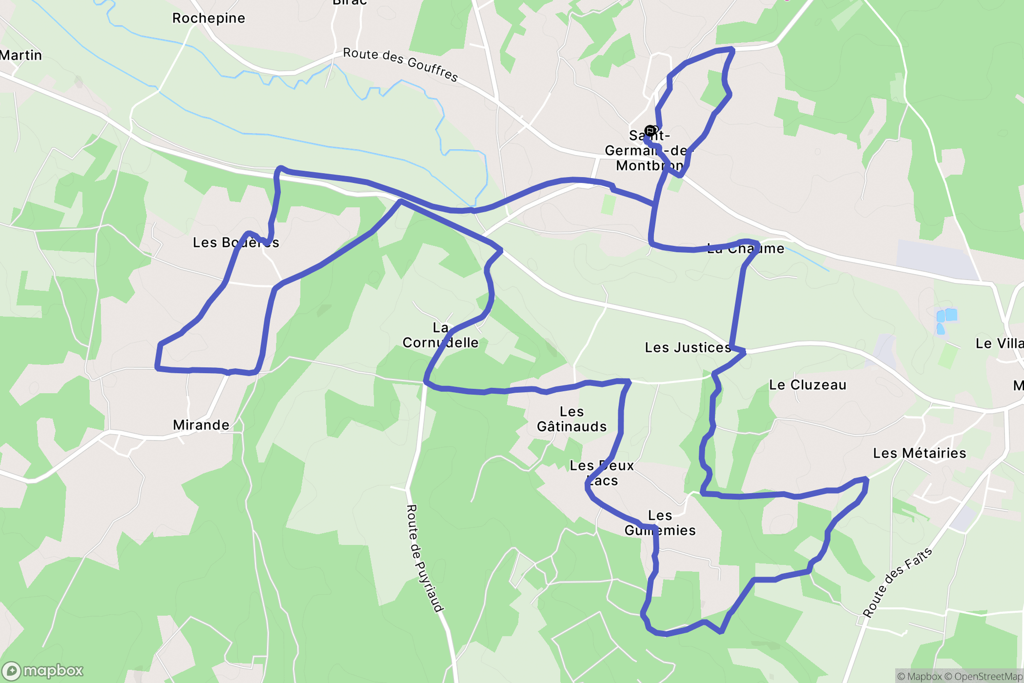 Saint-Germain-de-Montbron : carte du parcours de randonnée - France