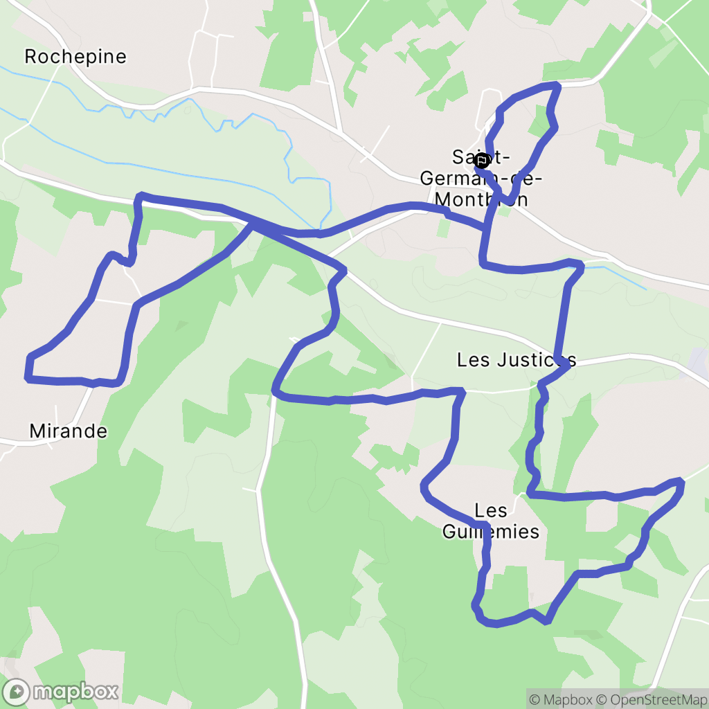 Saint-Germain-de-Montbron : carte du parcours de randonnée - France