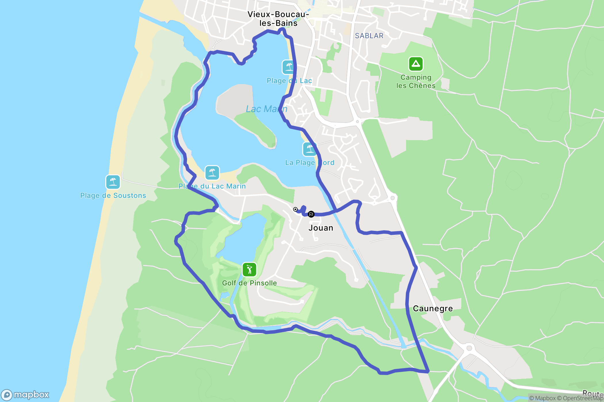 Soustons : carte du parcours de randonnée - France