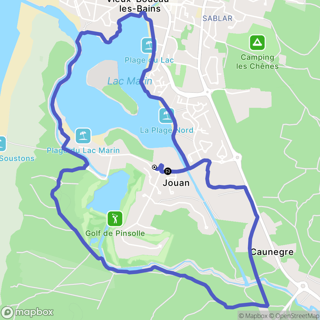 Soustons : carte du parcours de randonnée - France