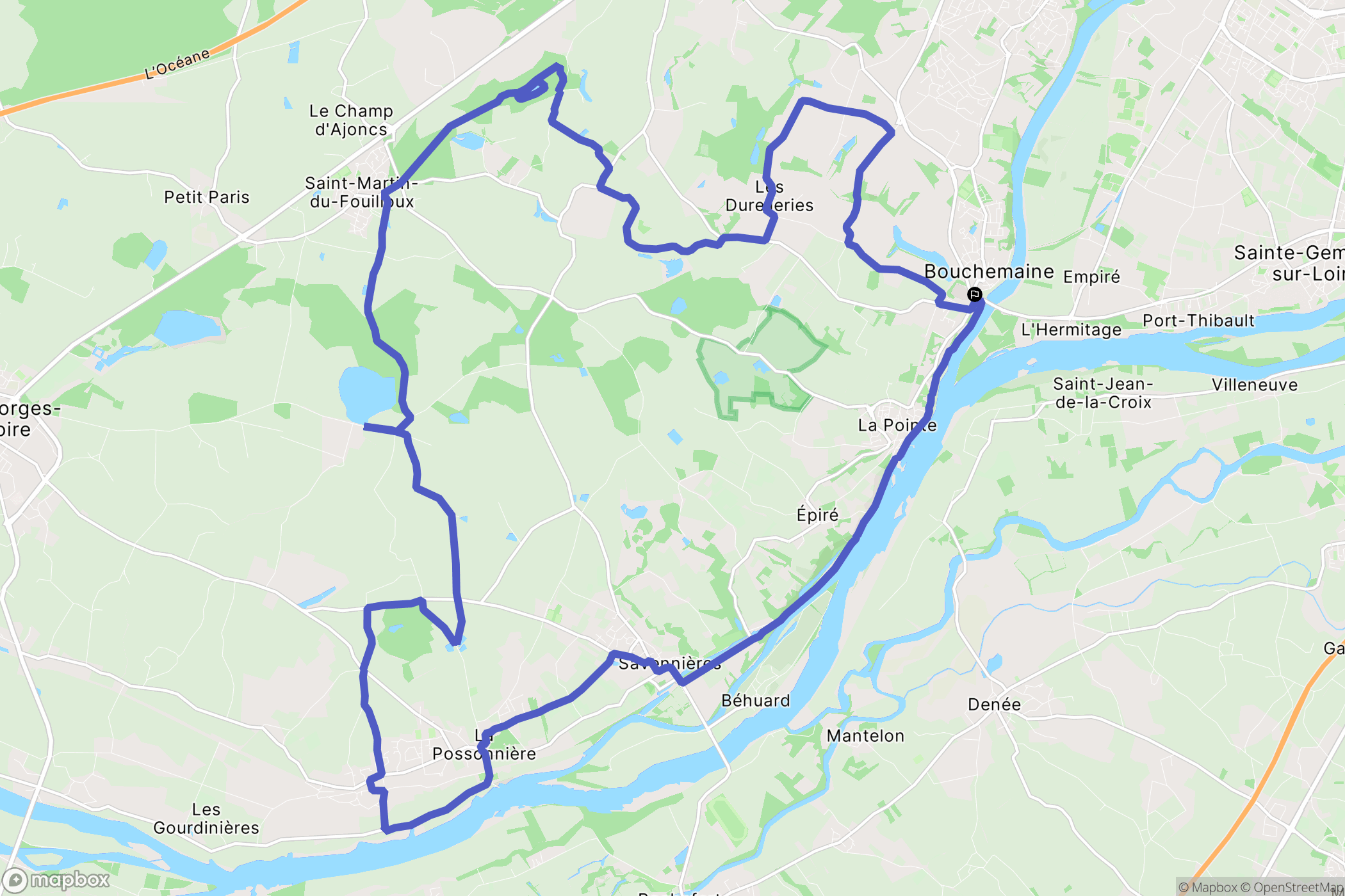 Bouchemaine : carte du parcours de randonnée - France