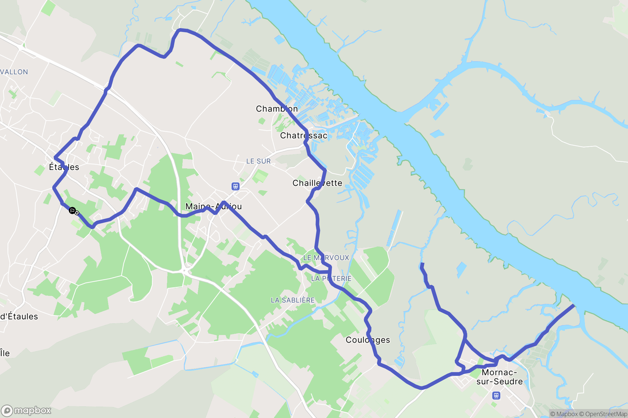 Étaules : carte du parcours de randonnée - France