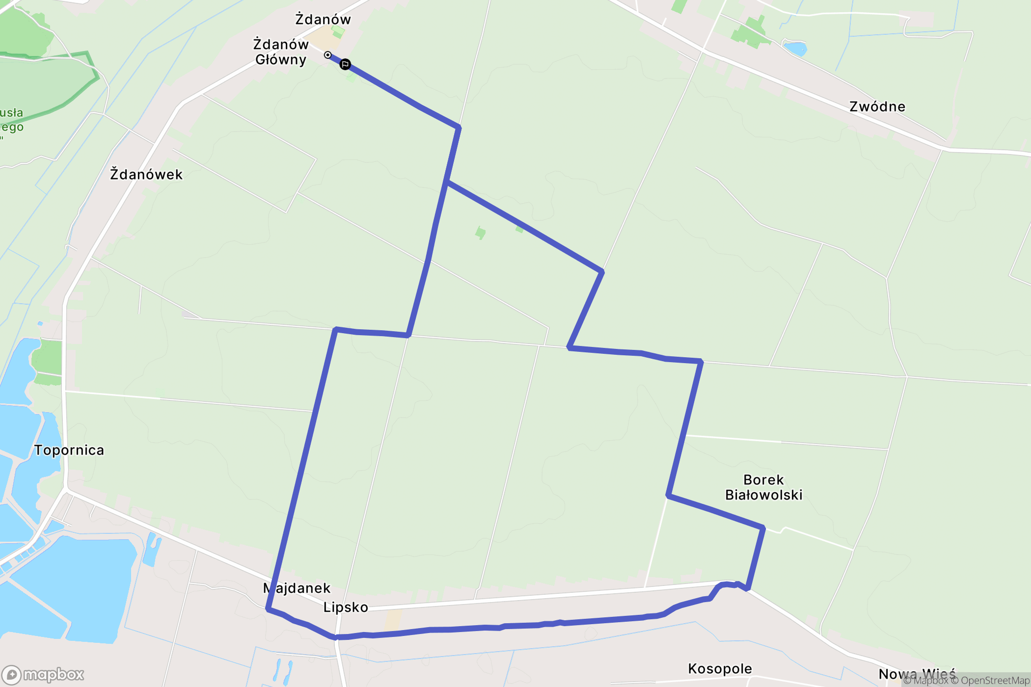 Żdanów: mapa trasy - Poland