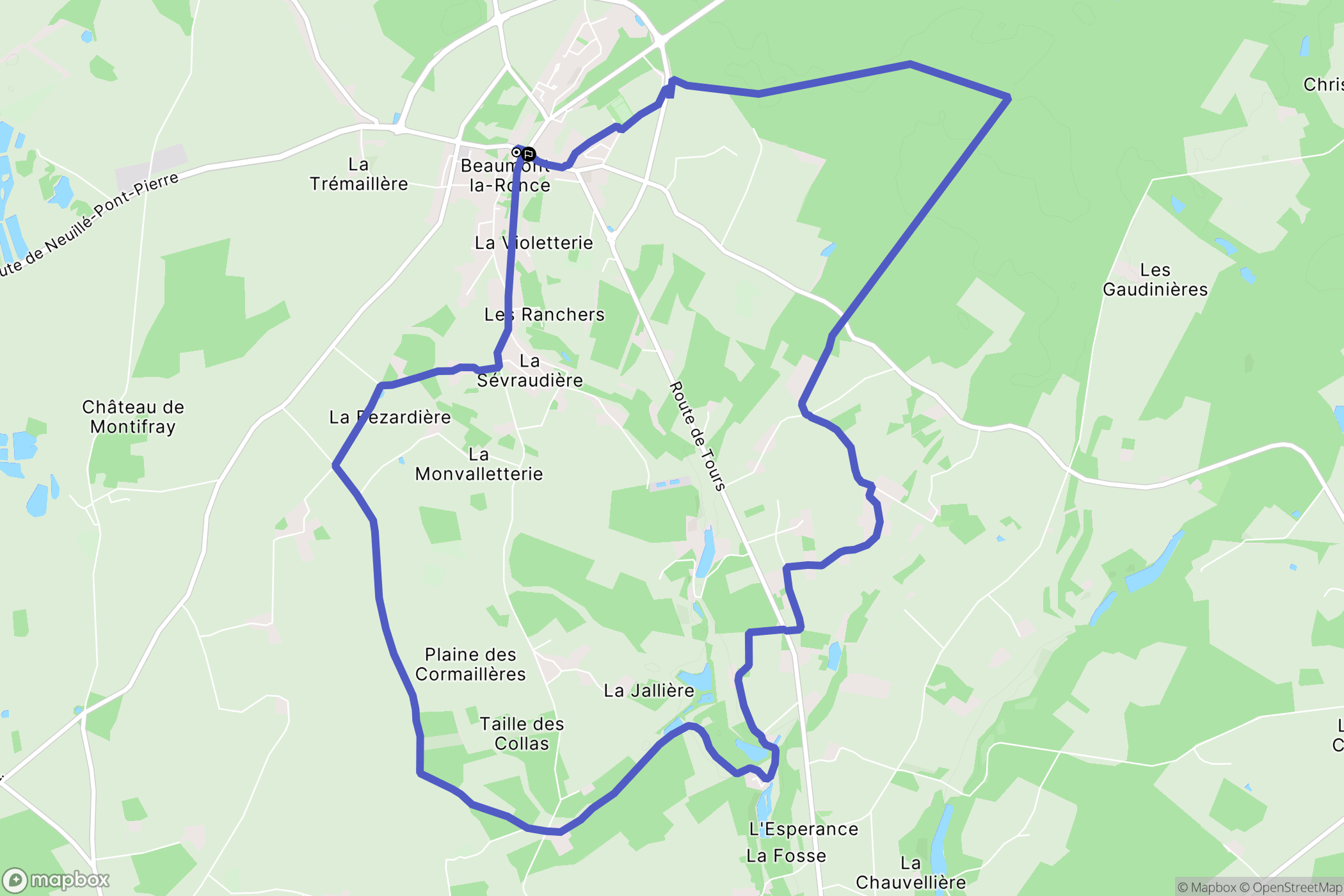 Beaumont-Louestault : carte du parcours de randonnée - France