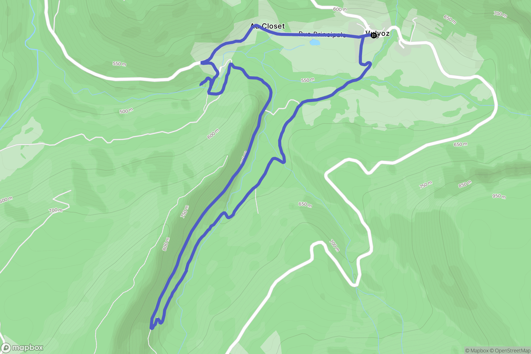 Vulvoz : carte du parcours de randonnée - France