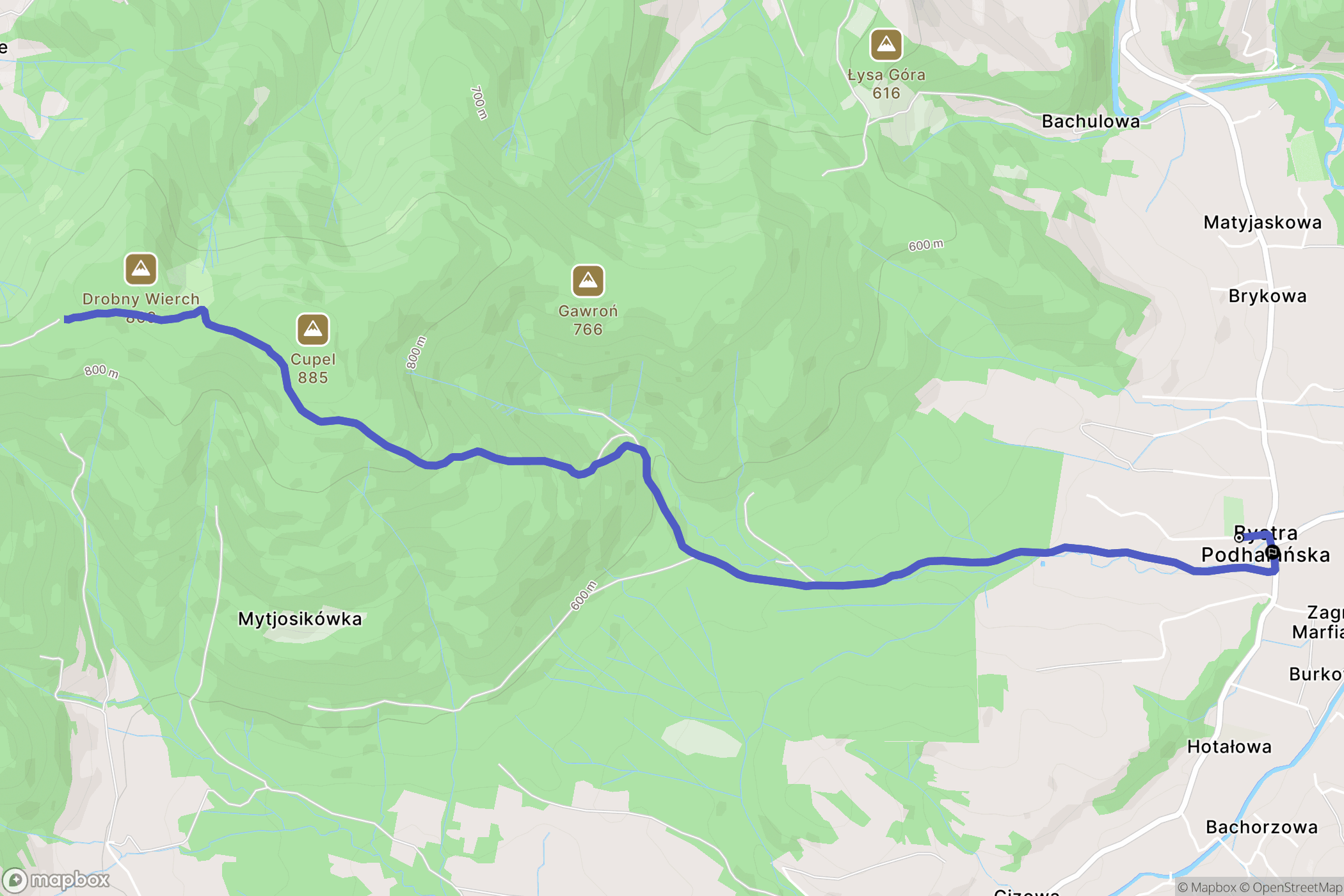 Bystra Podhalańska: mapa trasy - Poland