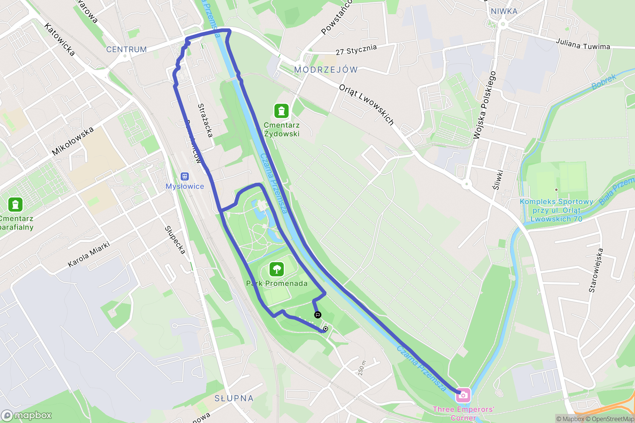 Mysłowice: mapa trasy - Poland