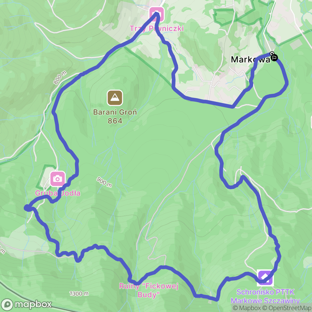Zawoja: mapa trasy - Poland