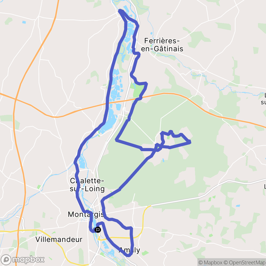 Montargis : carte du parcours de randonnée - France