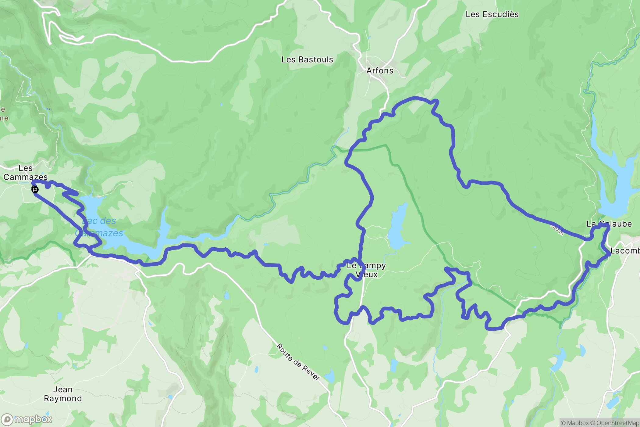 Les Cammazes : carte du parcours de randonnée - France