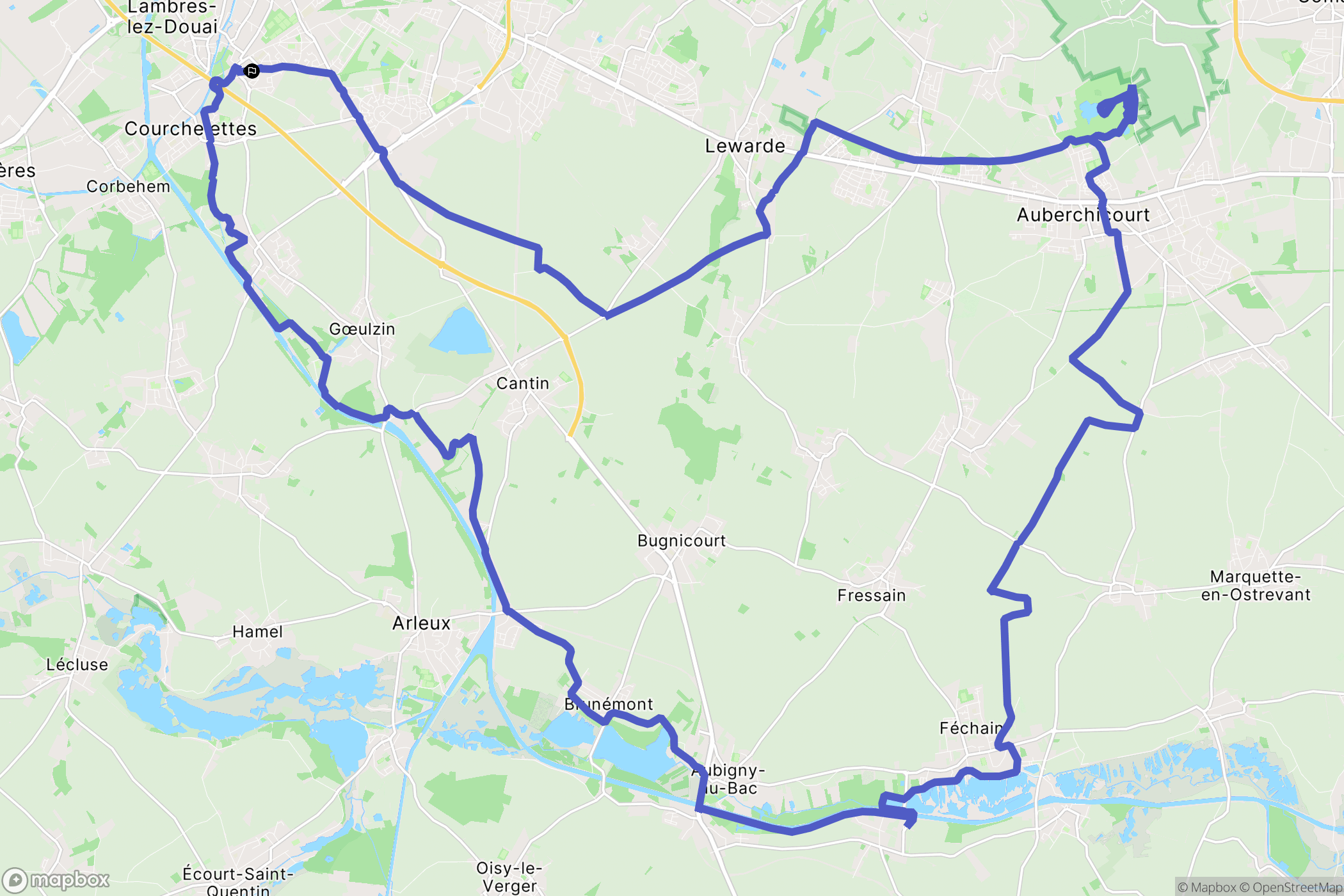 Lambres-Lez-Douai : carte du parcours de randonnée - France