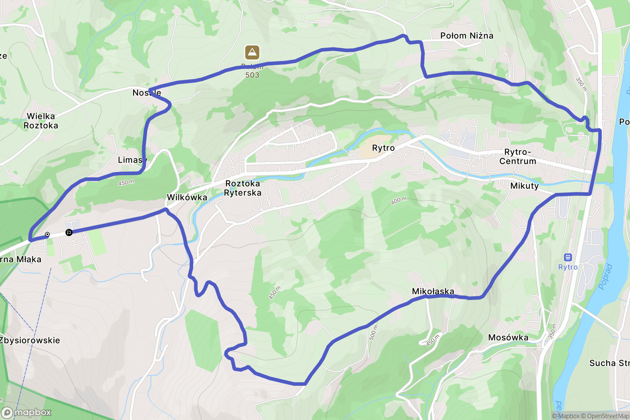 Rytro: mapa trasy - Poland