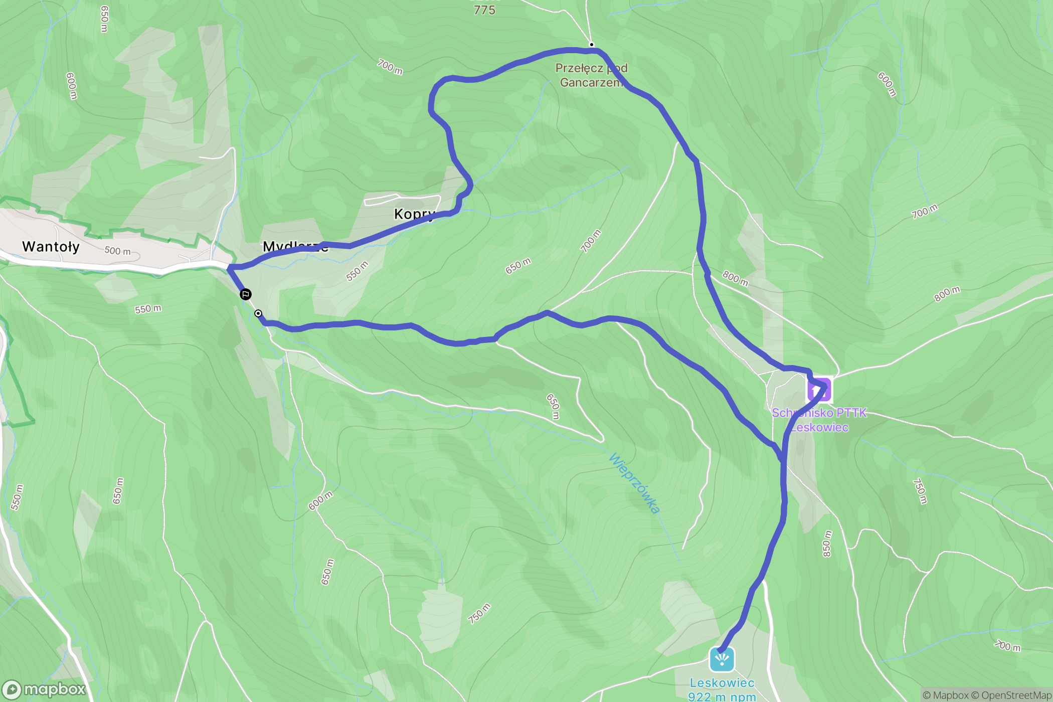 Rzyki: mapa trasy - Poland
