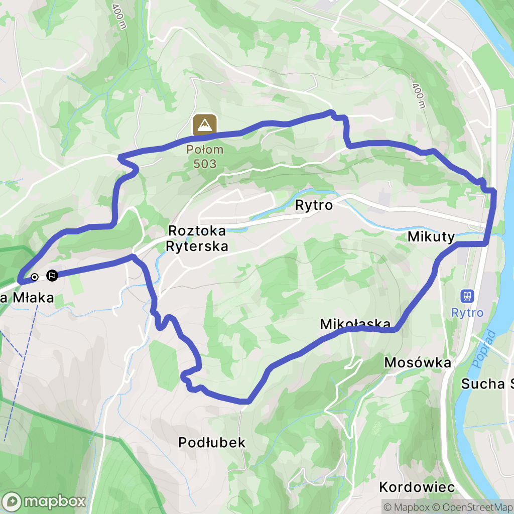 Rytro: mapa trasy - Poland