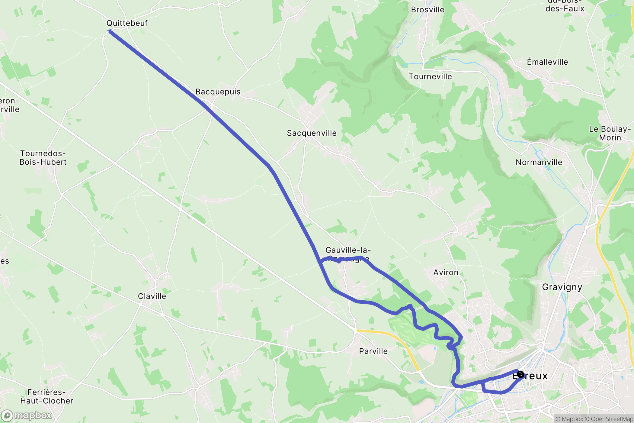 Évreux : carte du parcours de randonnée - France