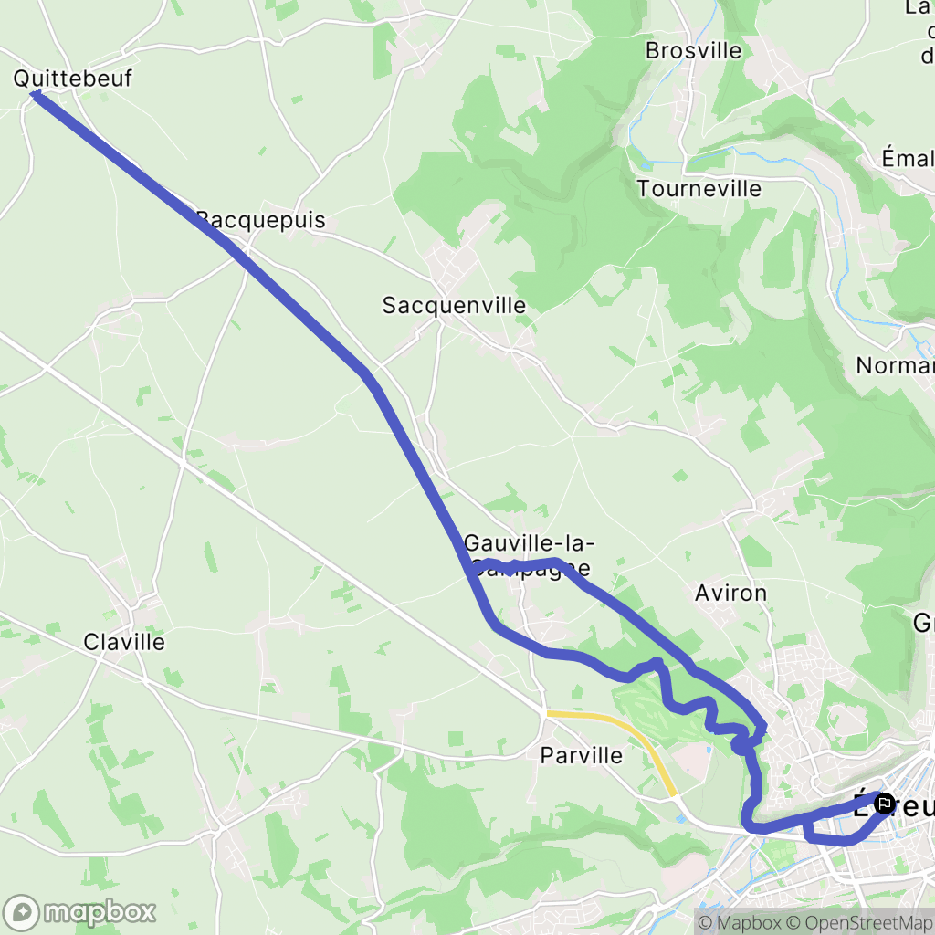 Évreux : carte du parcours de randonnée - France