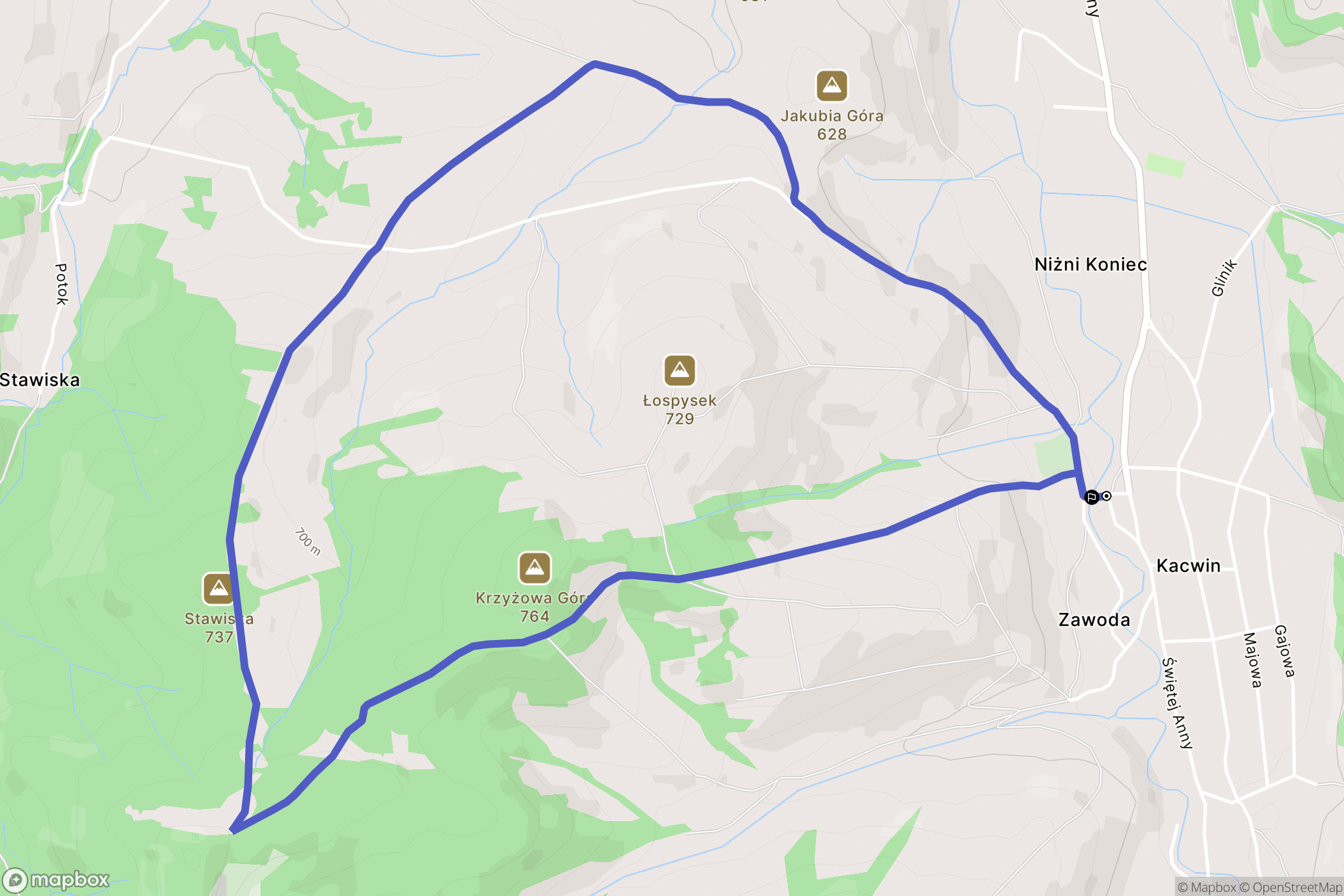 Kacwin: mapa trasy - Poland