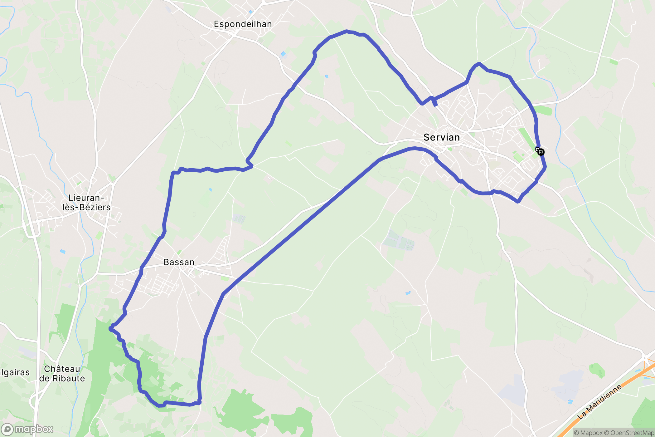 Servian : carte du parcours de randonnée - France