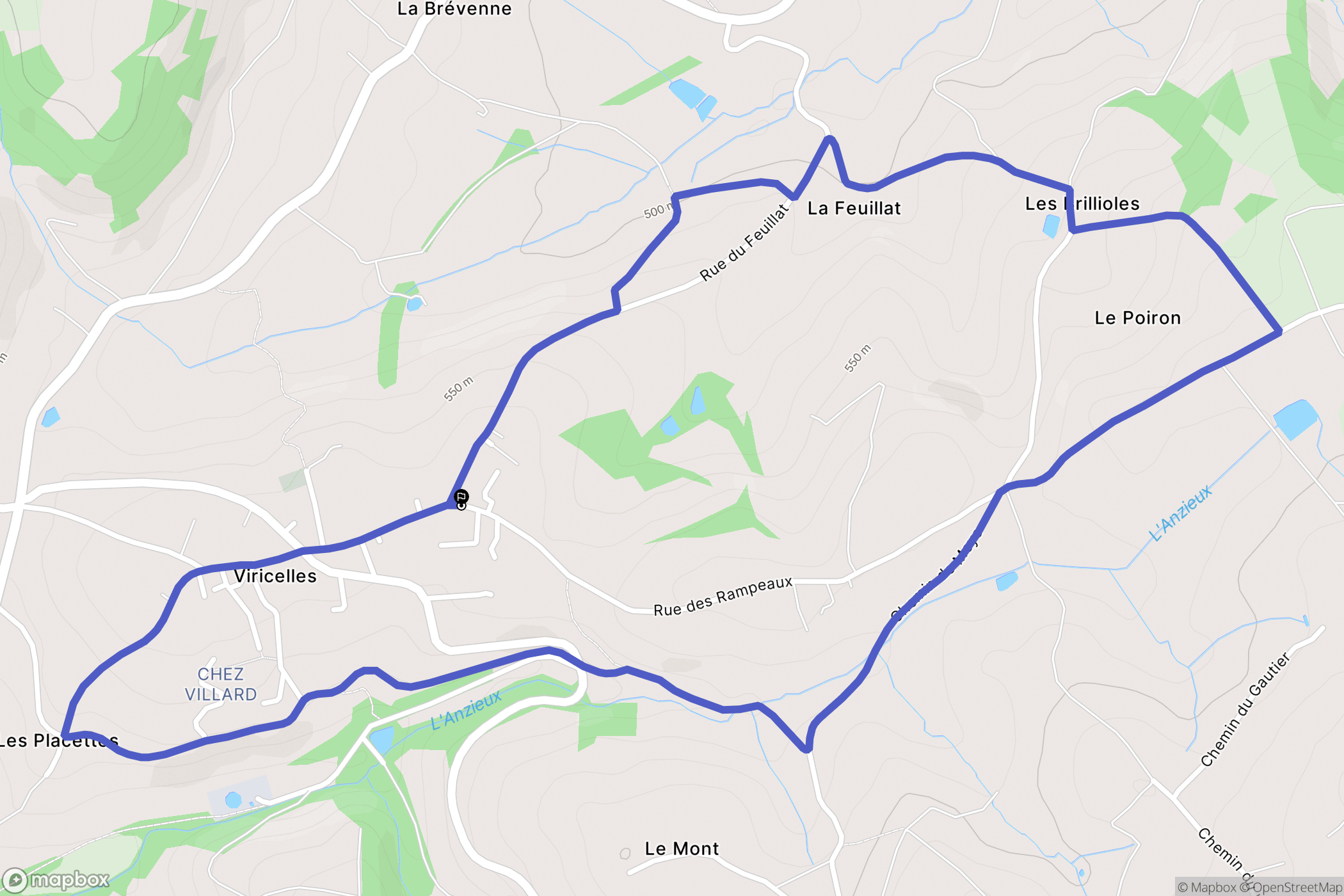 Viricelles : carte du parcours de randonnée - France