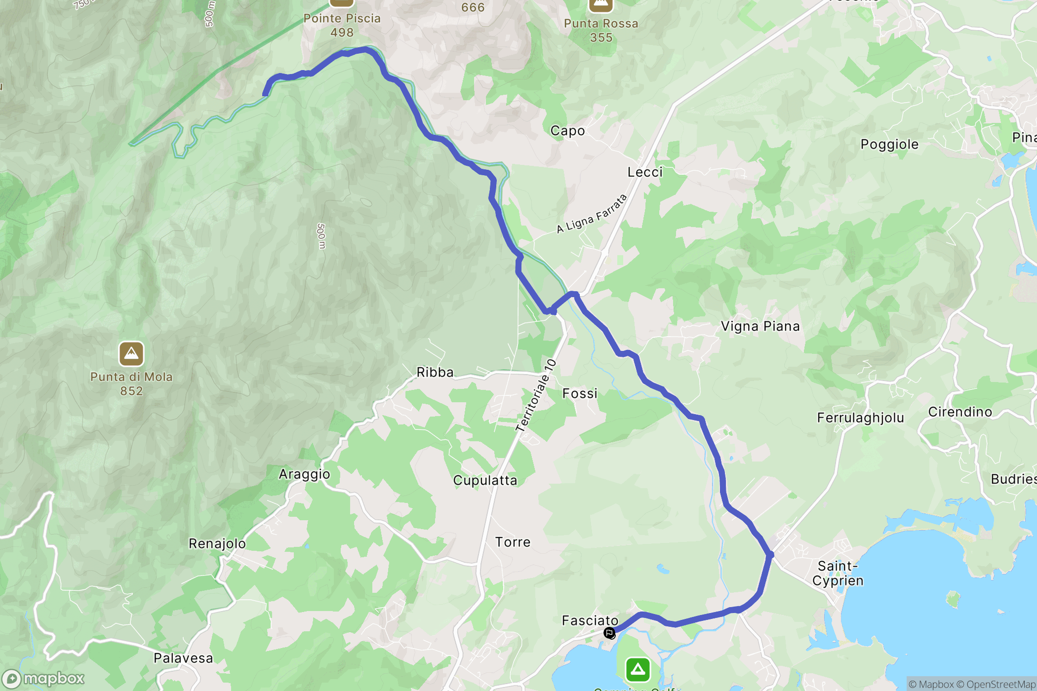 Porto-Vecchio : carte du parcours de randonnée - France