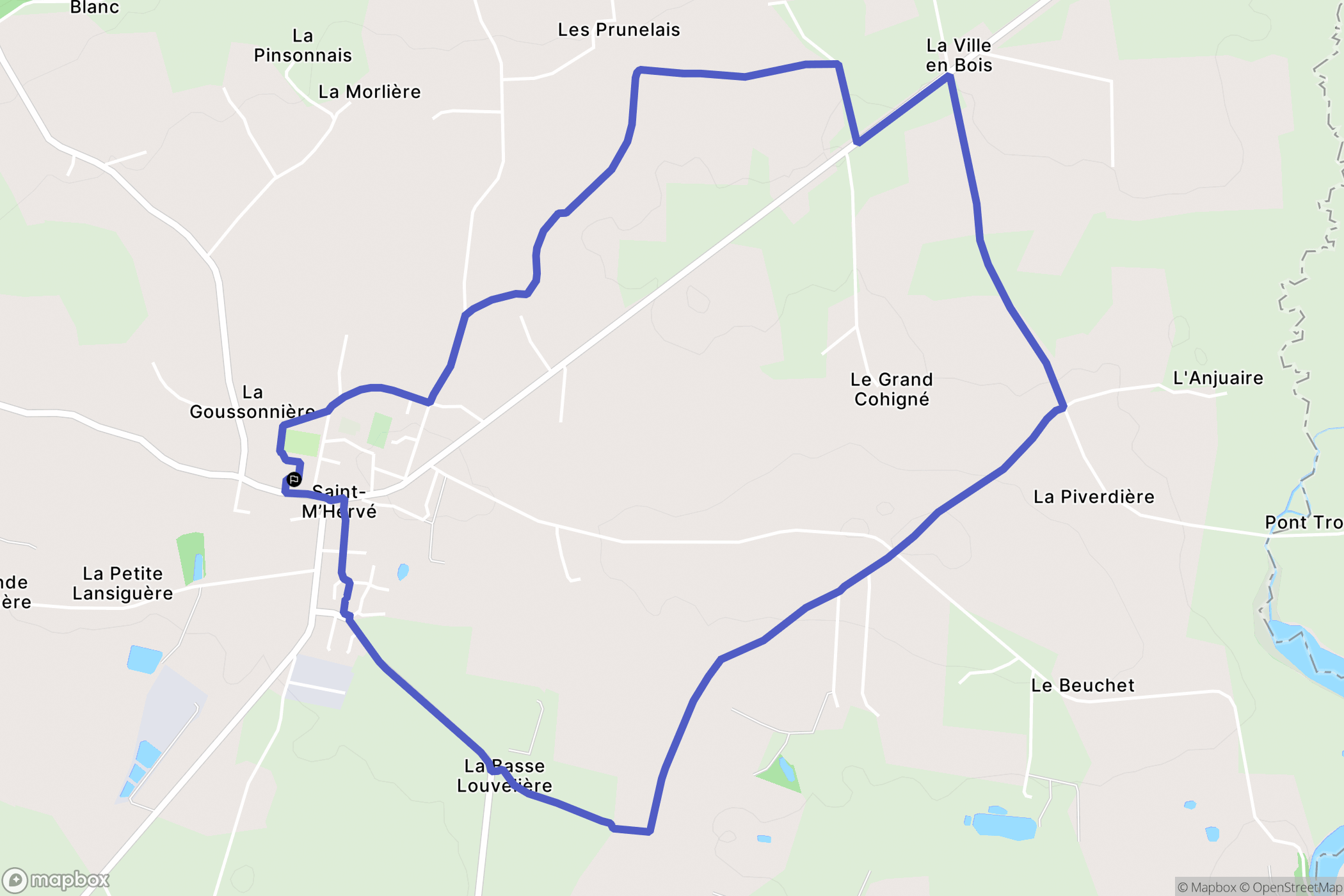 Saint-M'Hervé : carte du parcours de randonnée - France
