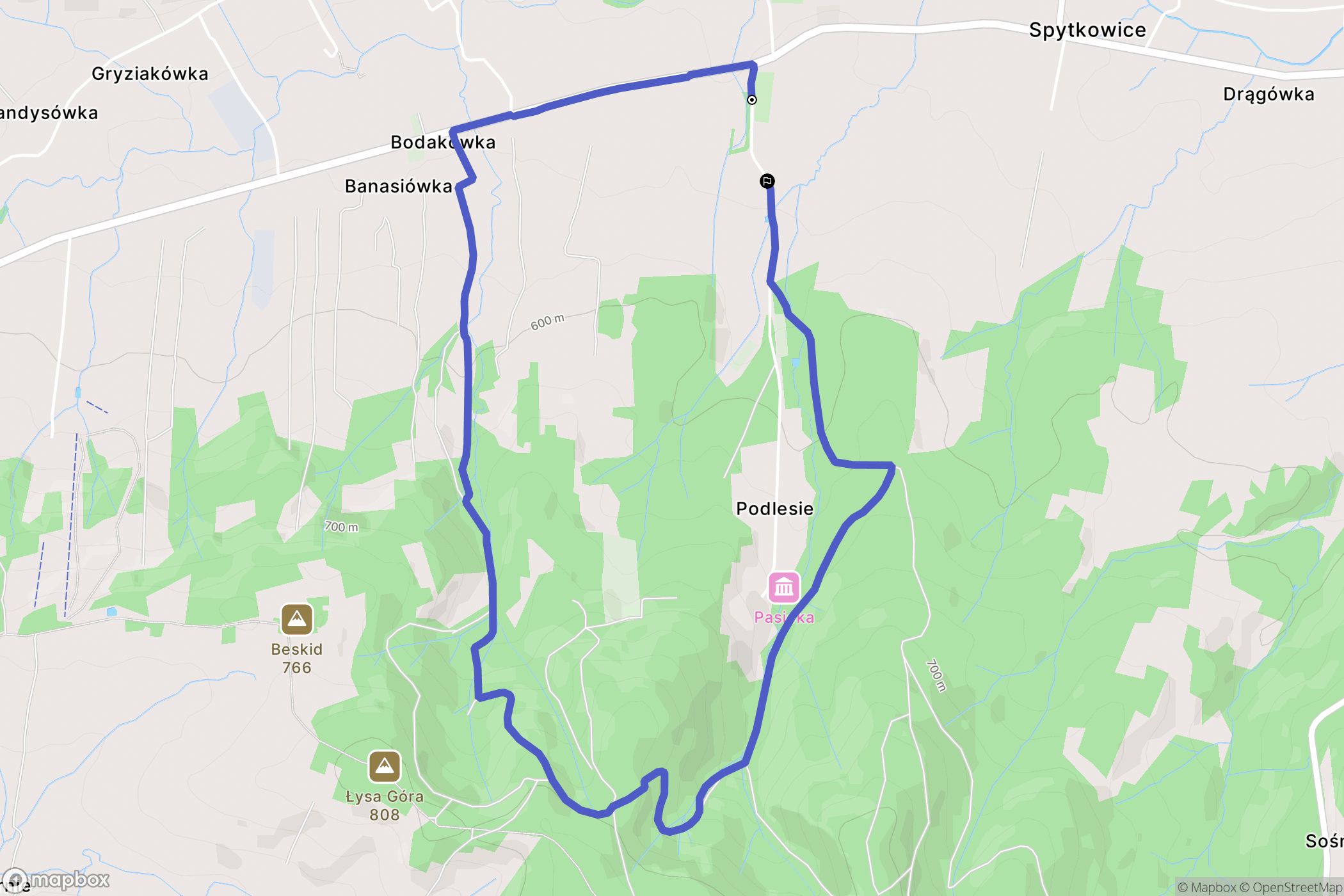Spytkowice: mapa trasy - Poland