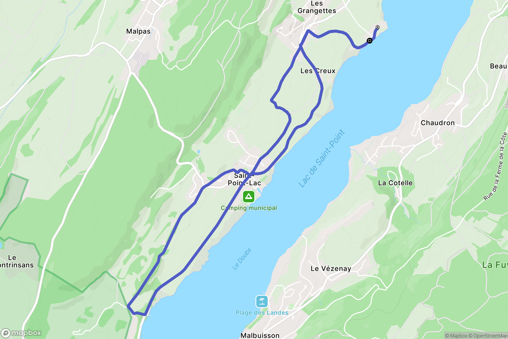 Les Grangettes : carte du parcours de randonnée - France