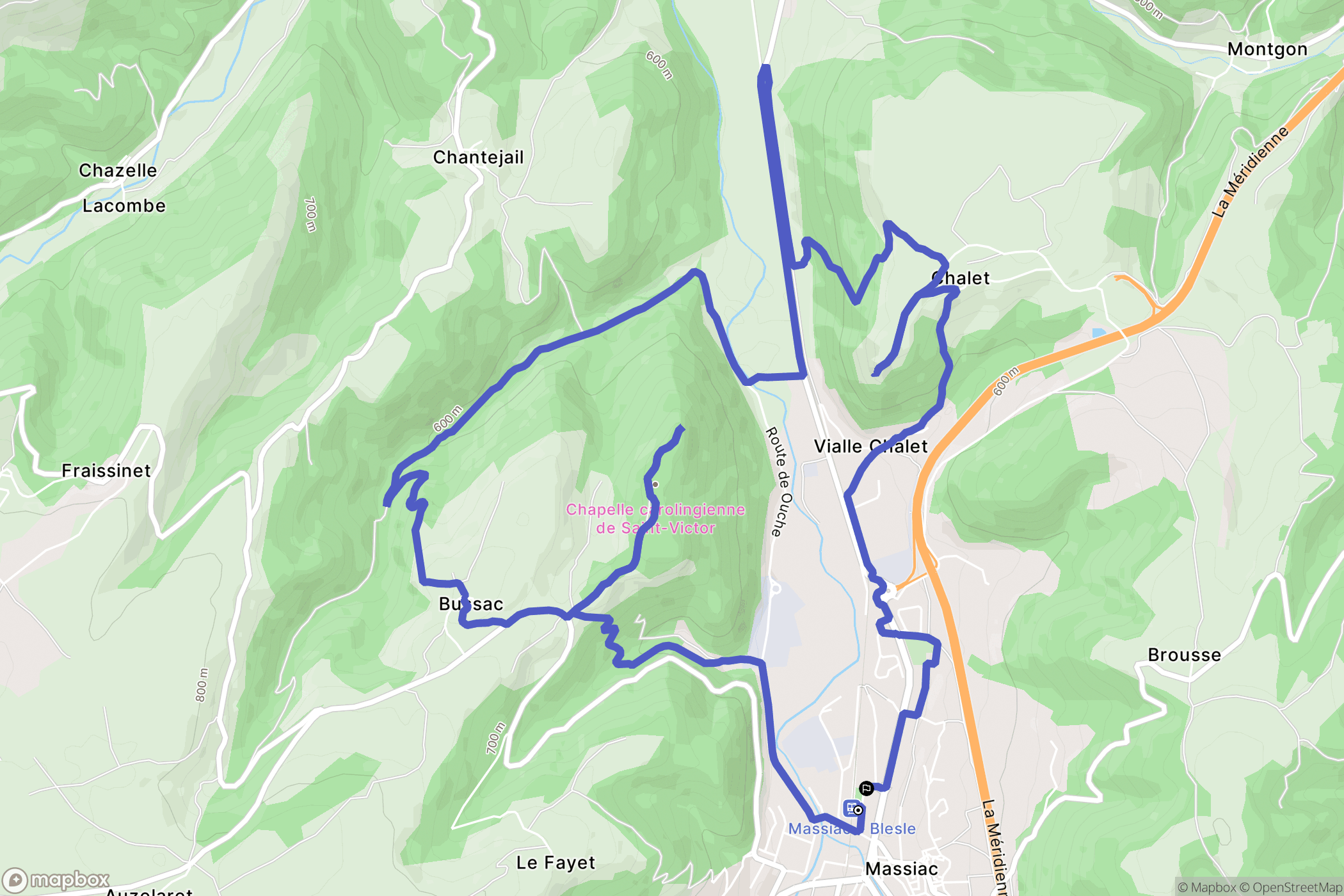 Massiac : carte du parcours de randonnée - France