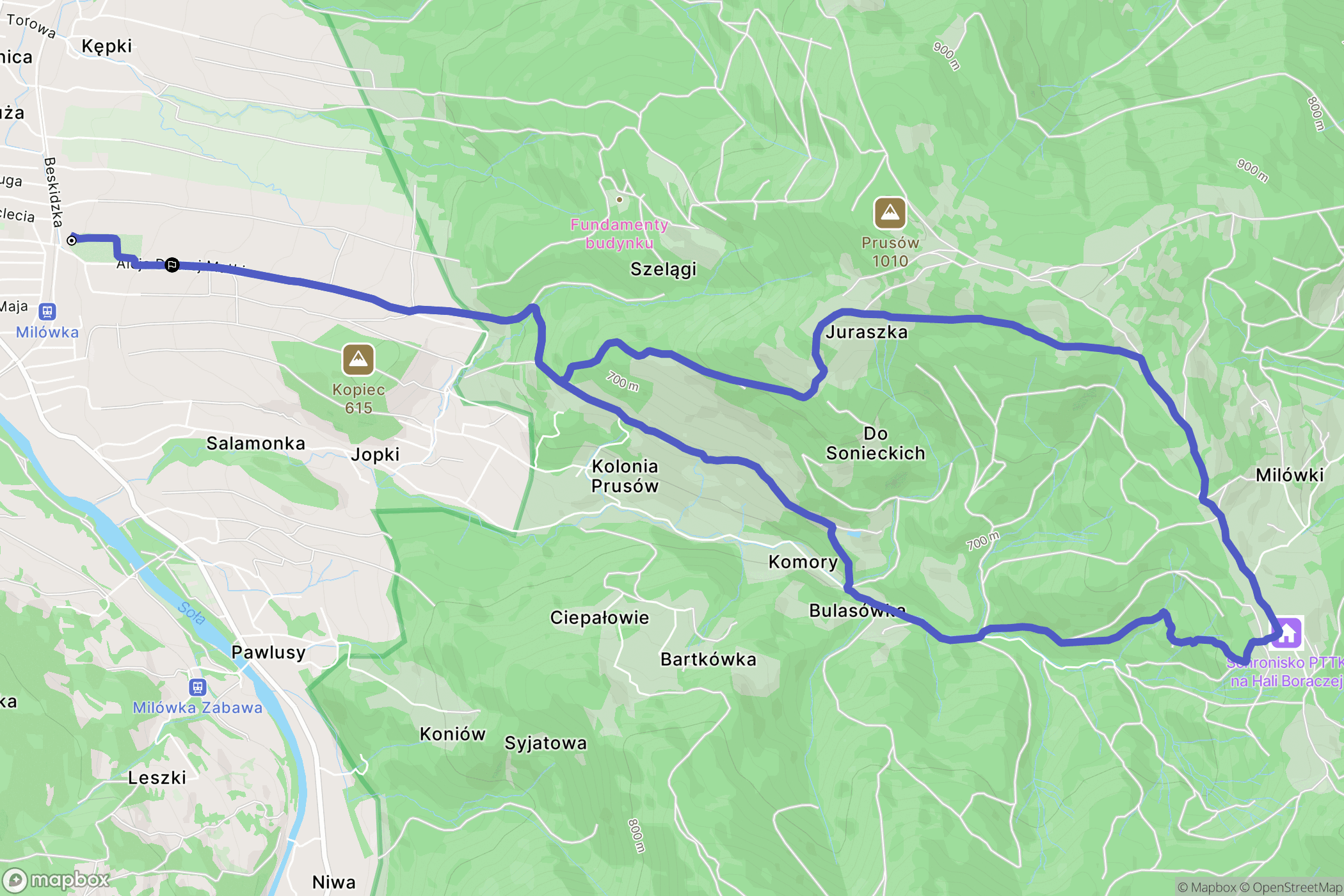 Milówka: mapa trasy - Poland