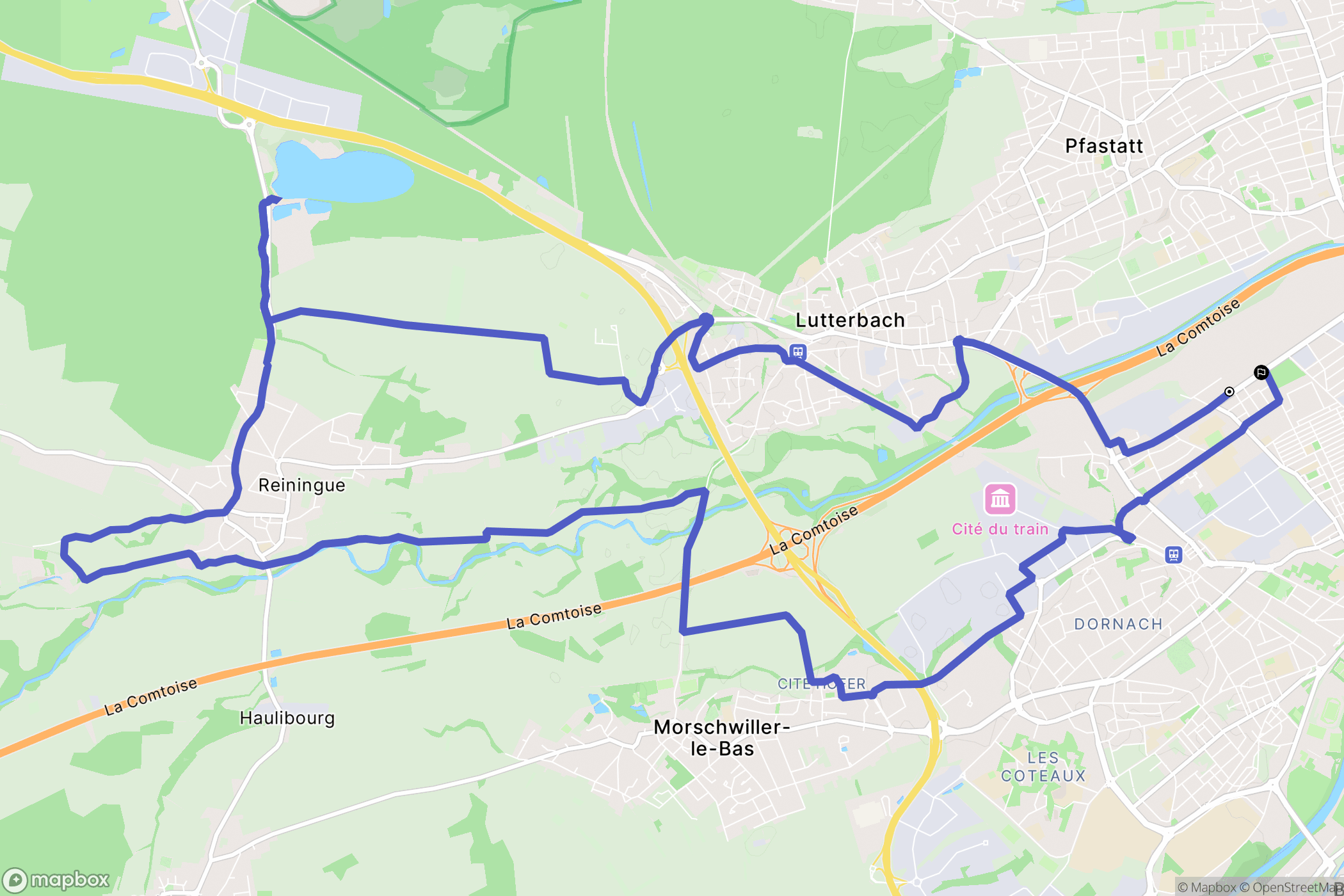 Mulhouse : carte du parcours de randonnée - France