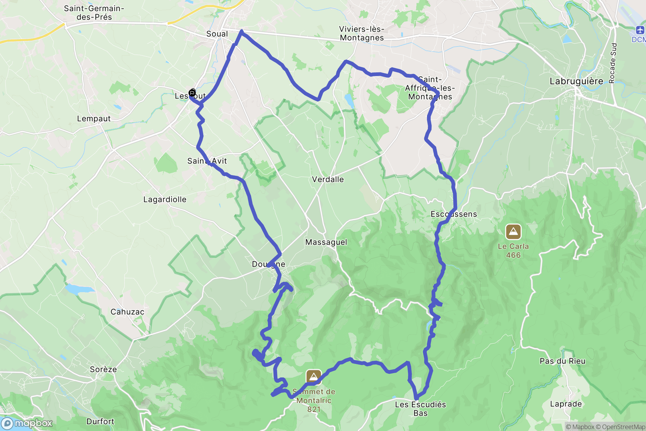 Lescout : carte du parcours de randonnée - France