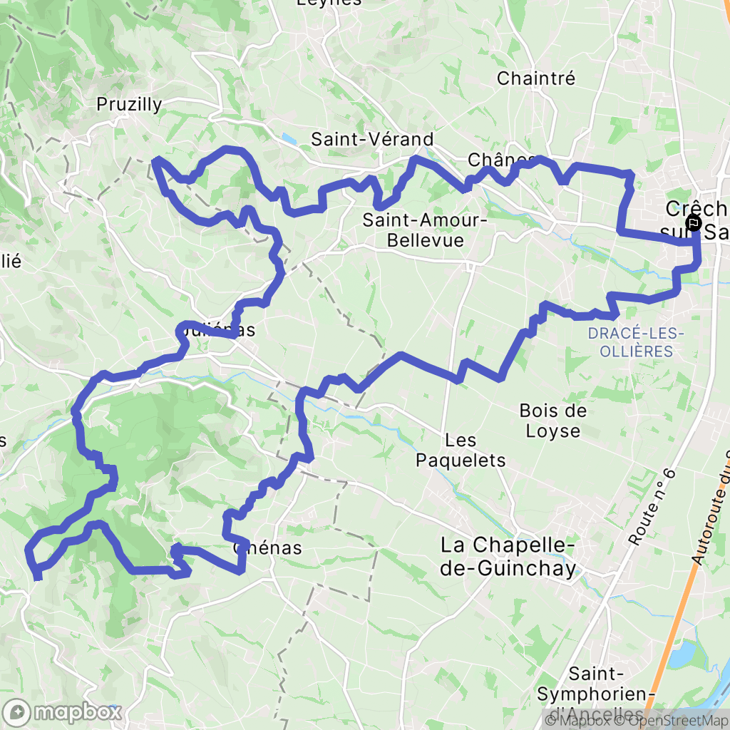 Crêches-sur-Saône : carte du parcours de randonnée - France