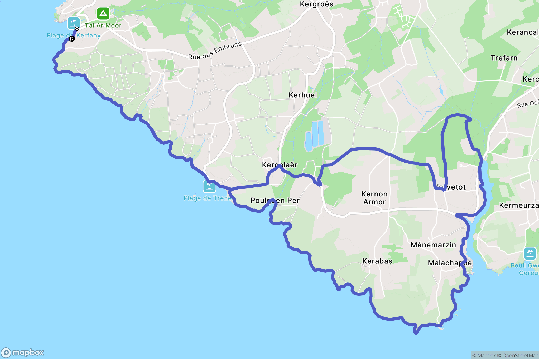 Moëlan-sur-Mer : carte du parcours de randonnée - France