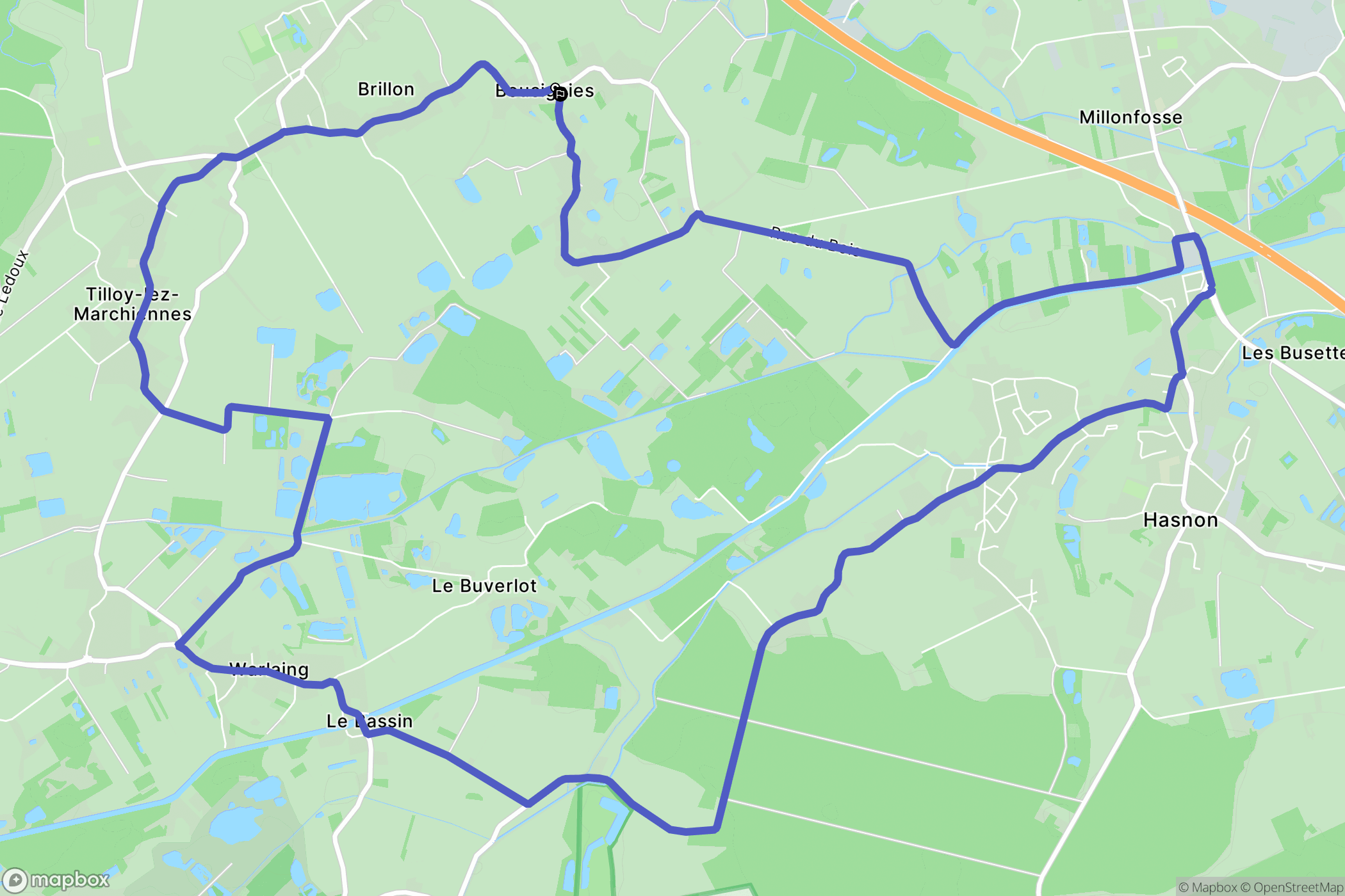 Bousignies : carte du parcours de randonnée - France