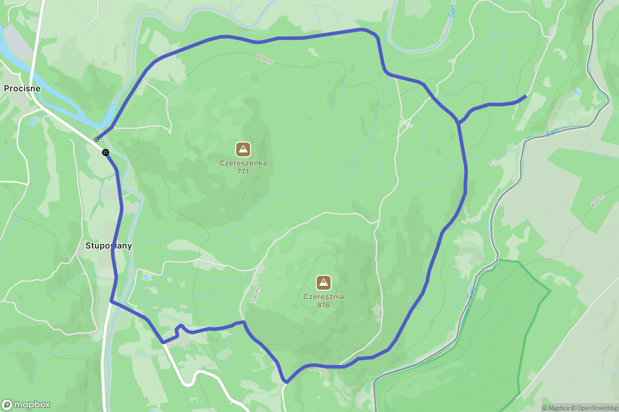Procisne: mapa trasy - Poland