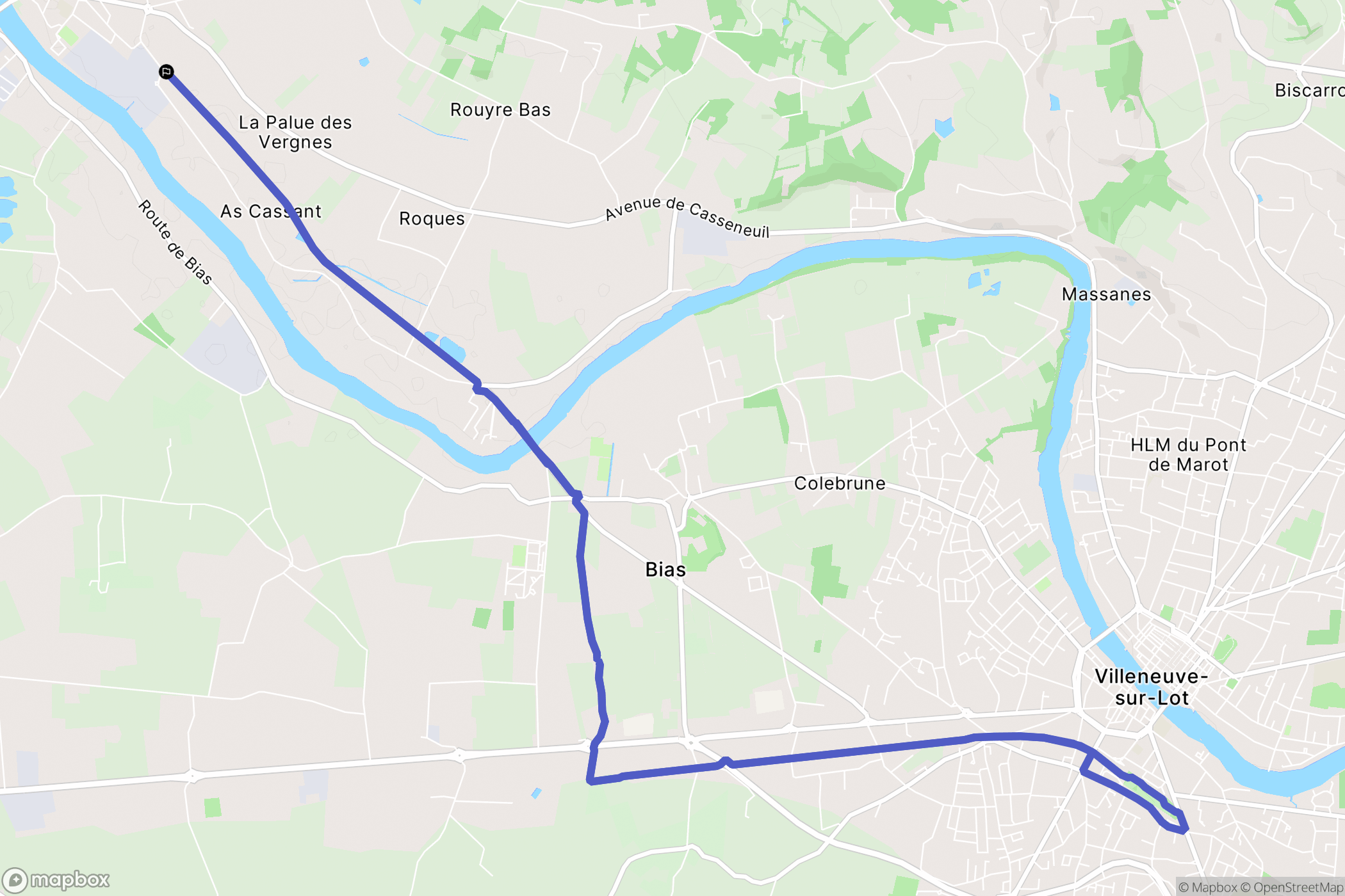 Casseneuil : carte du parcours de randonnée - France