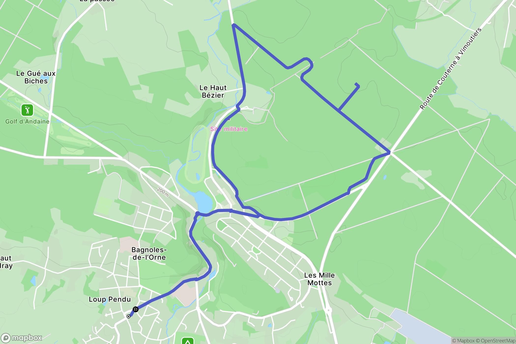 Bagnoles de l'Orne Normandie : carte du parcours de randonnée - France